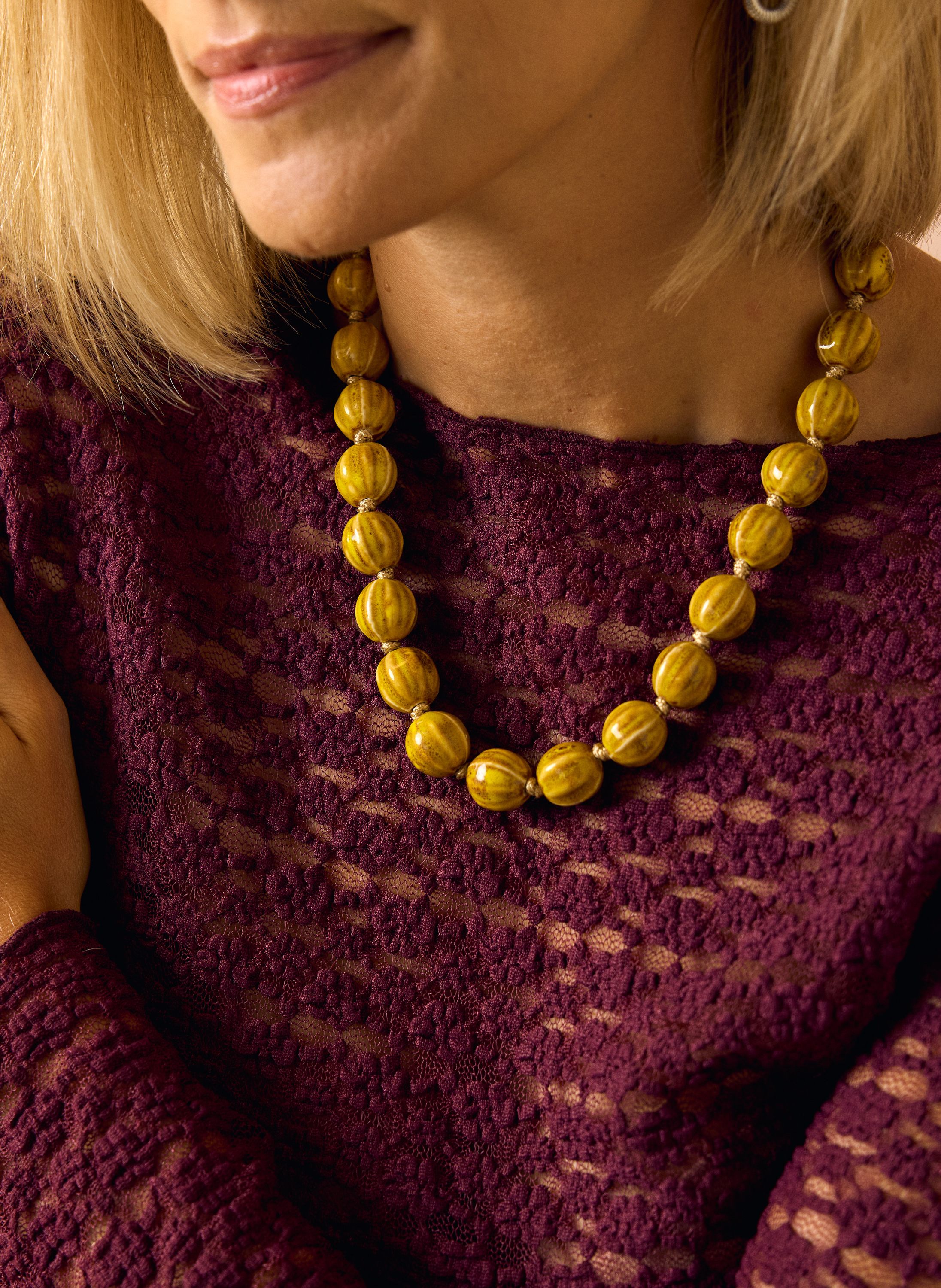 Norah Gele keramieken kralenketting yellow 219989-300