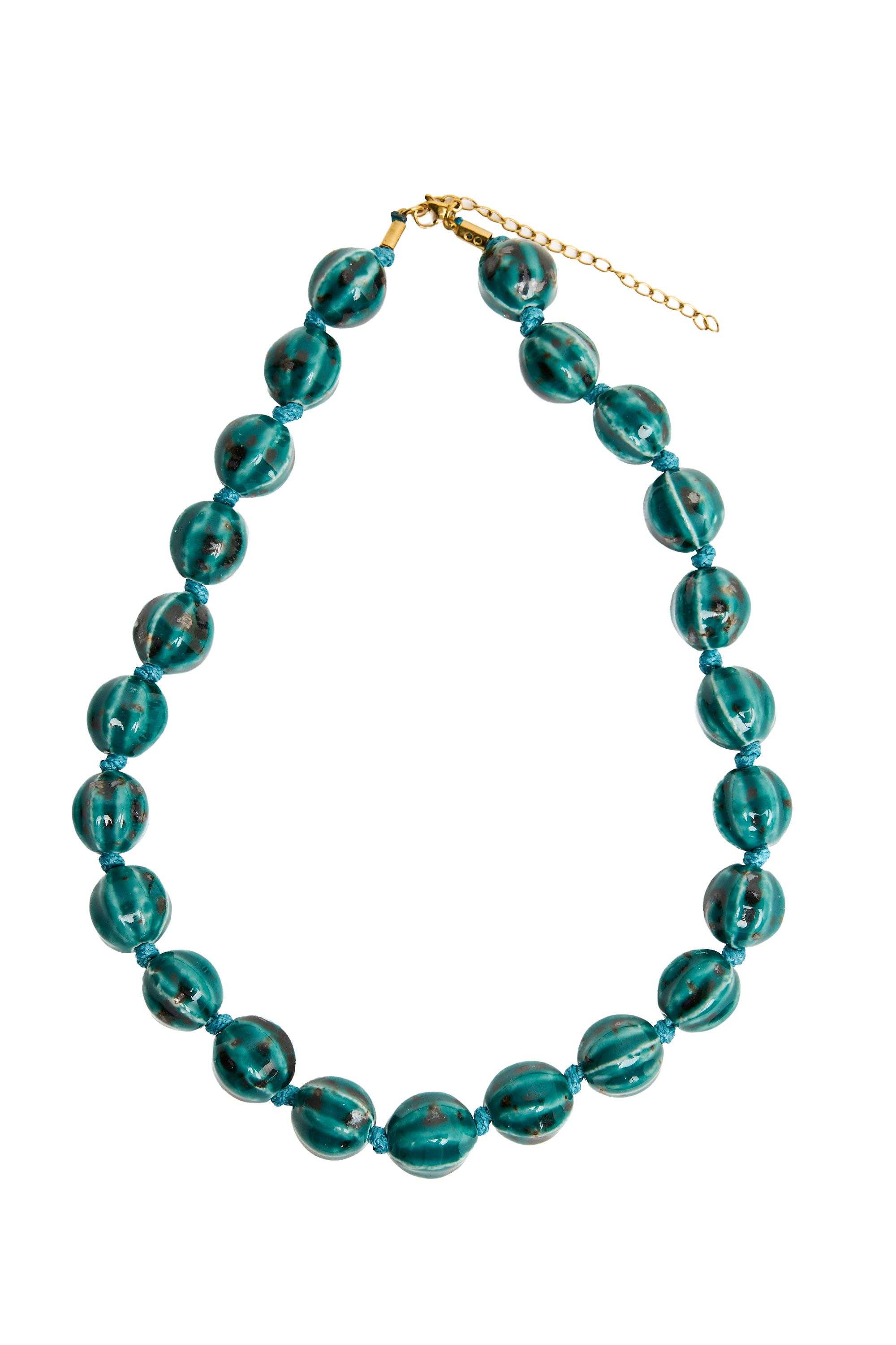 Norah Groene keramieken kralenketting teal 219989-666