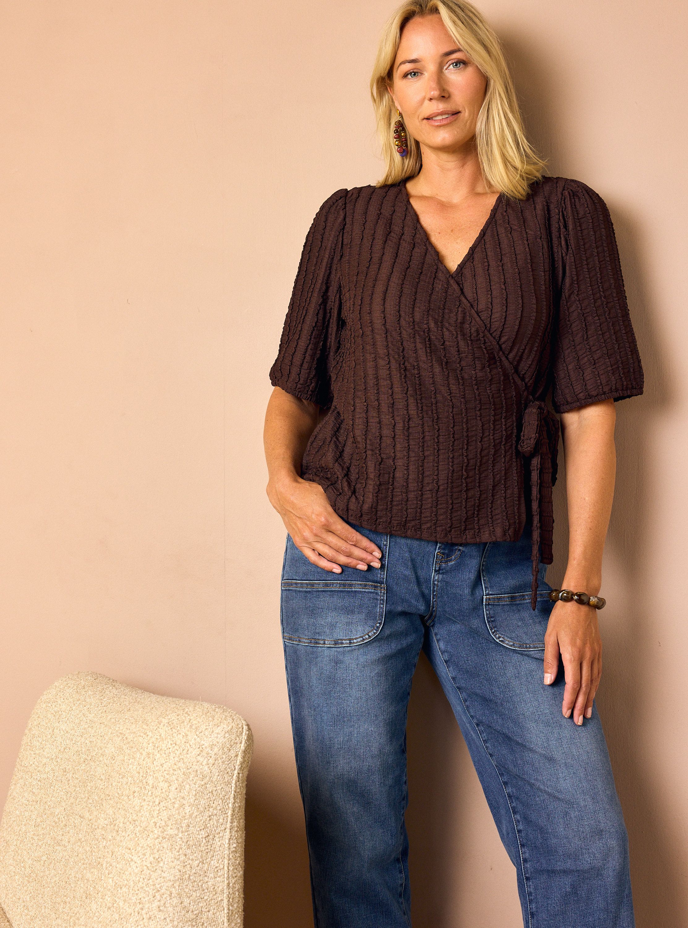Norah Bruine overslag blouse brown 220033-200