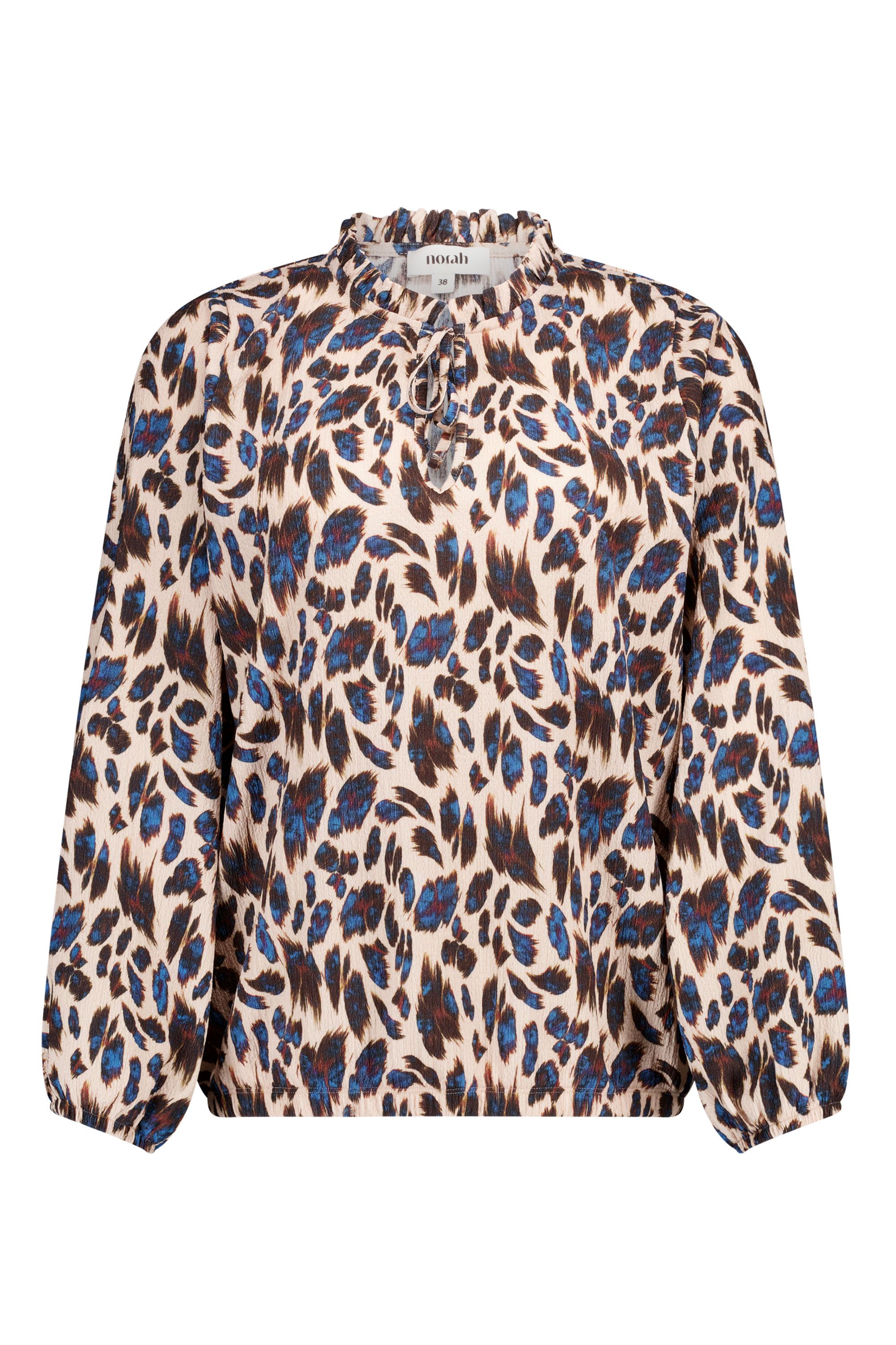 Norah Ecru top met luipaardprint blue multicolor 220061-420
