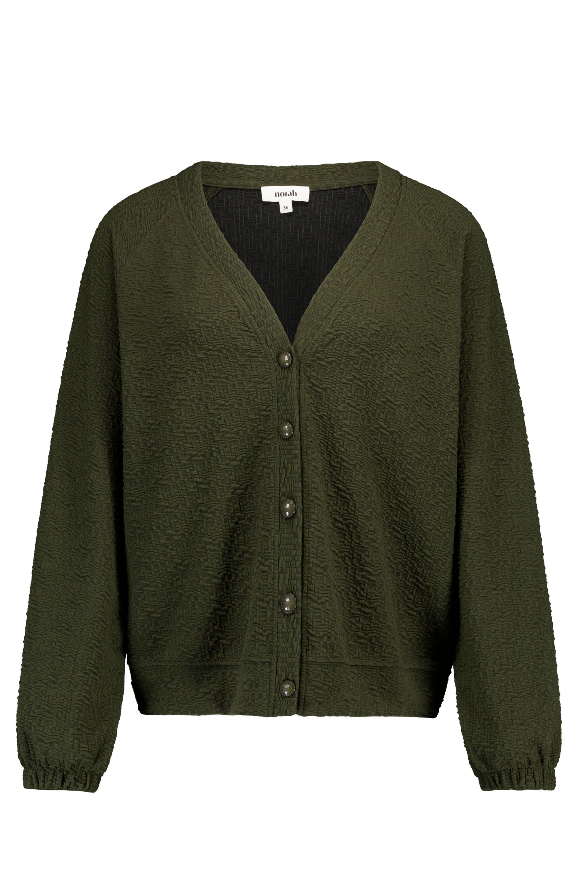 Norah Donkergroen vest met structuur dark olive 220070-598