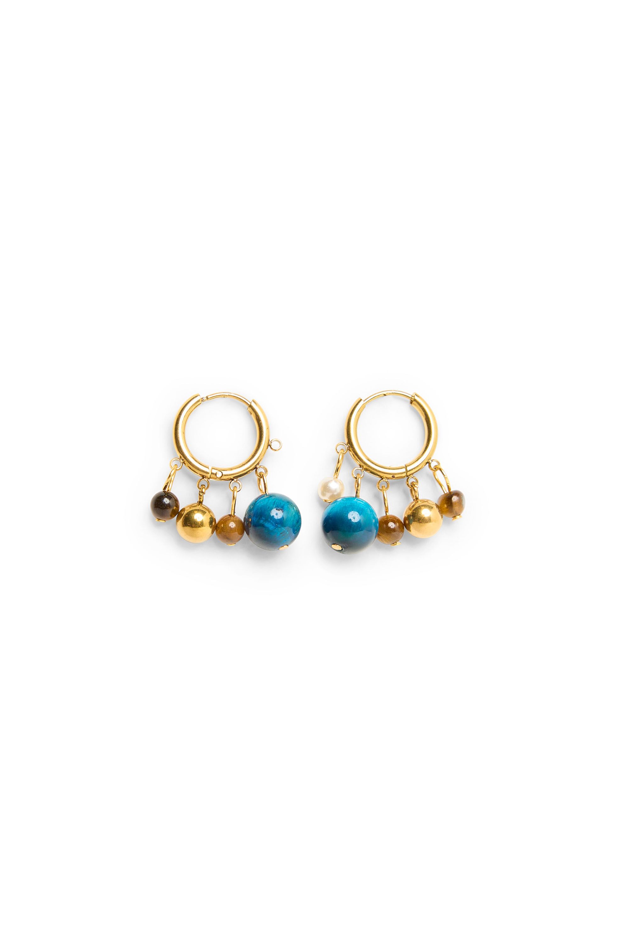 Norah Goudkleurige oorringen met kralen gold multicolor 220091-198