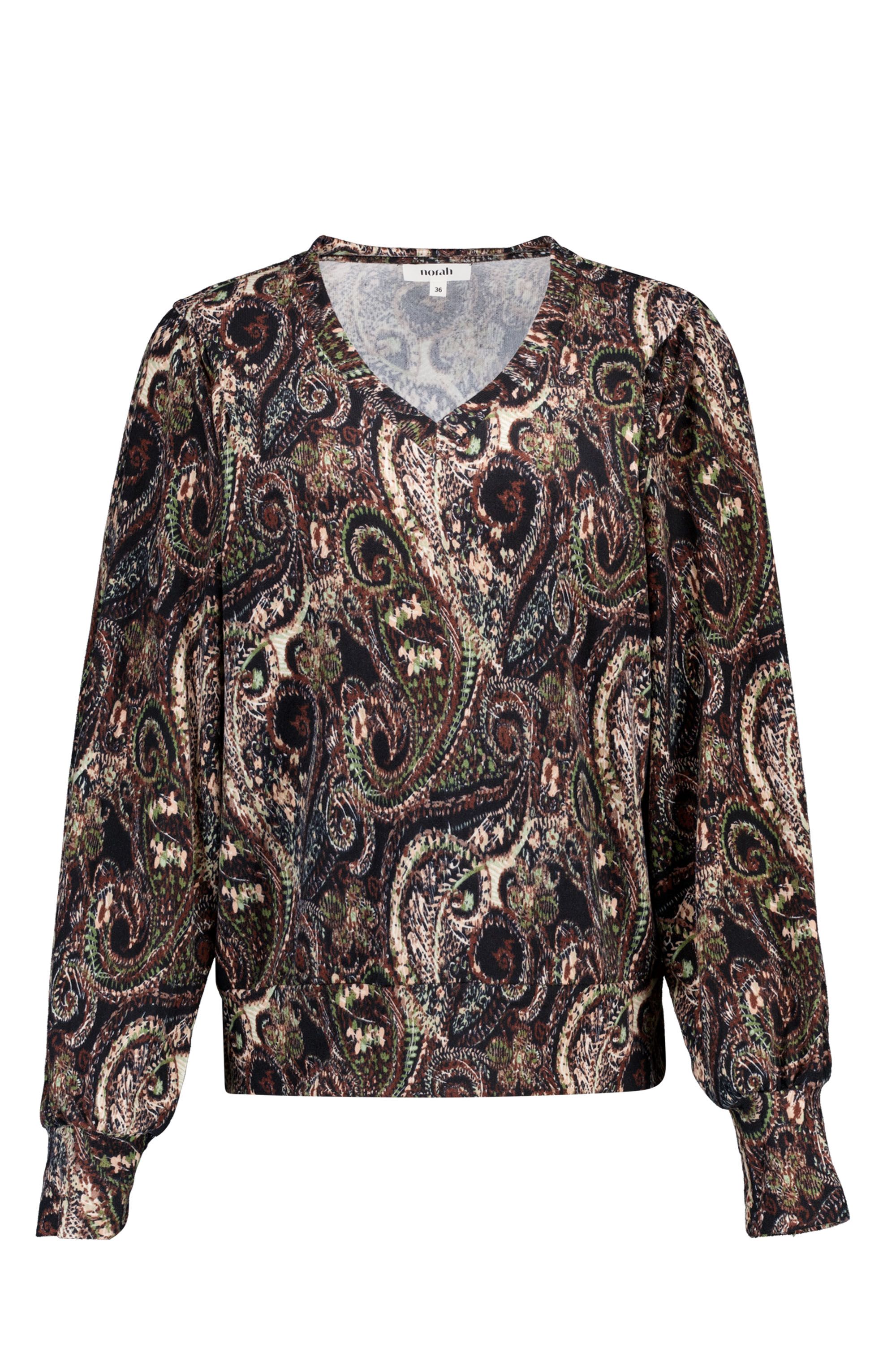 Norah Bruine sweater met grafische print brown multicolor 220114-220