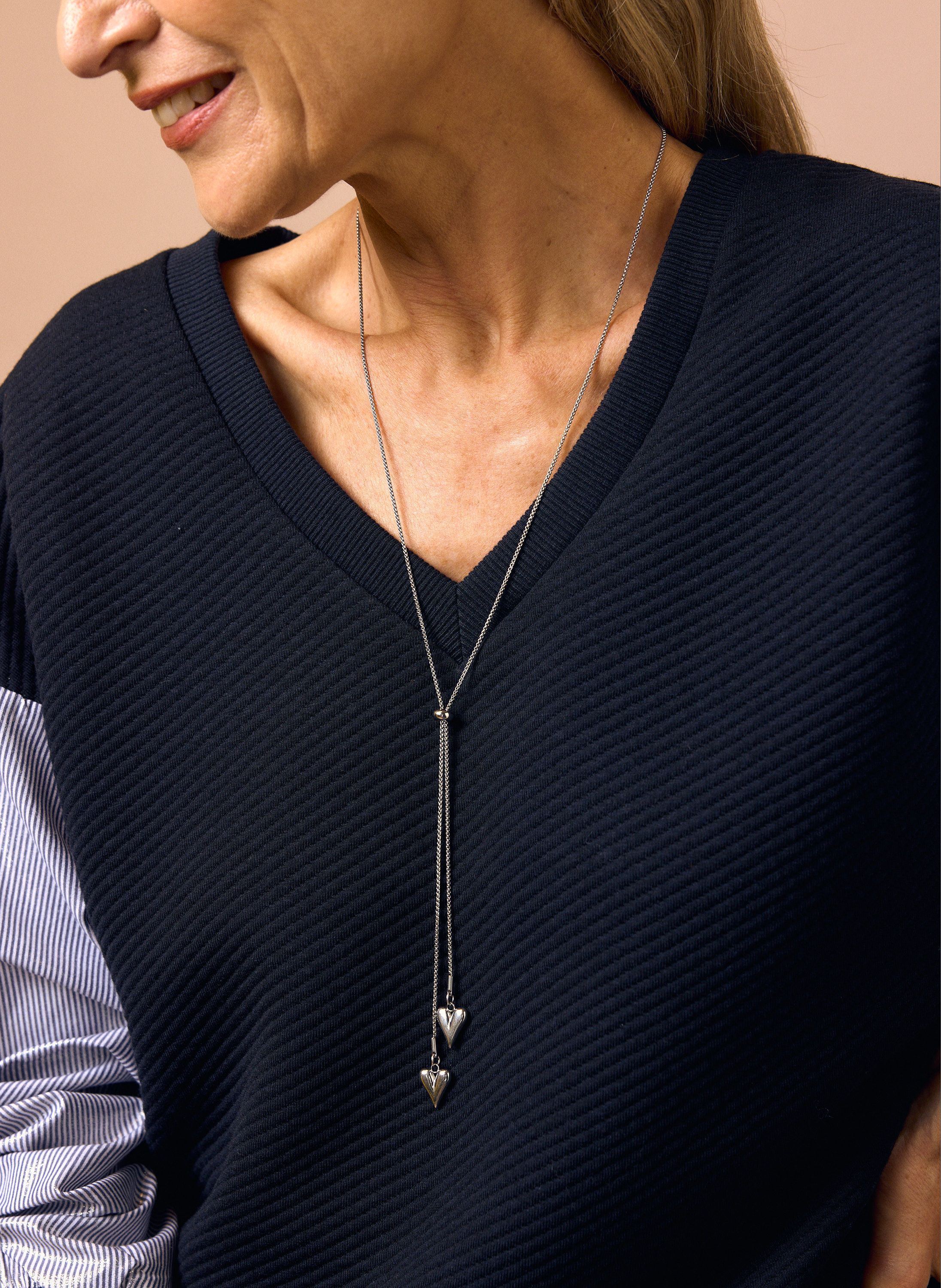 Norah Zilverkleurige lange ketting met hartjes silver 220167-099
