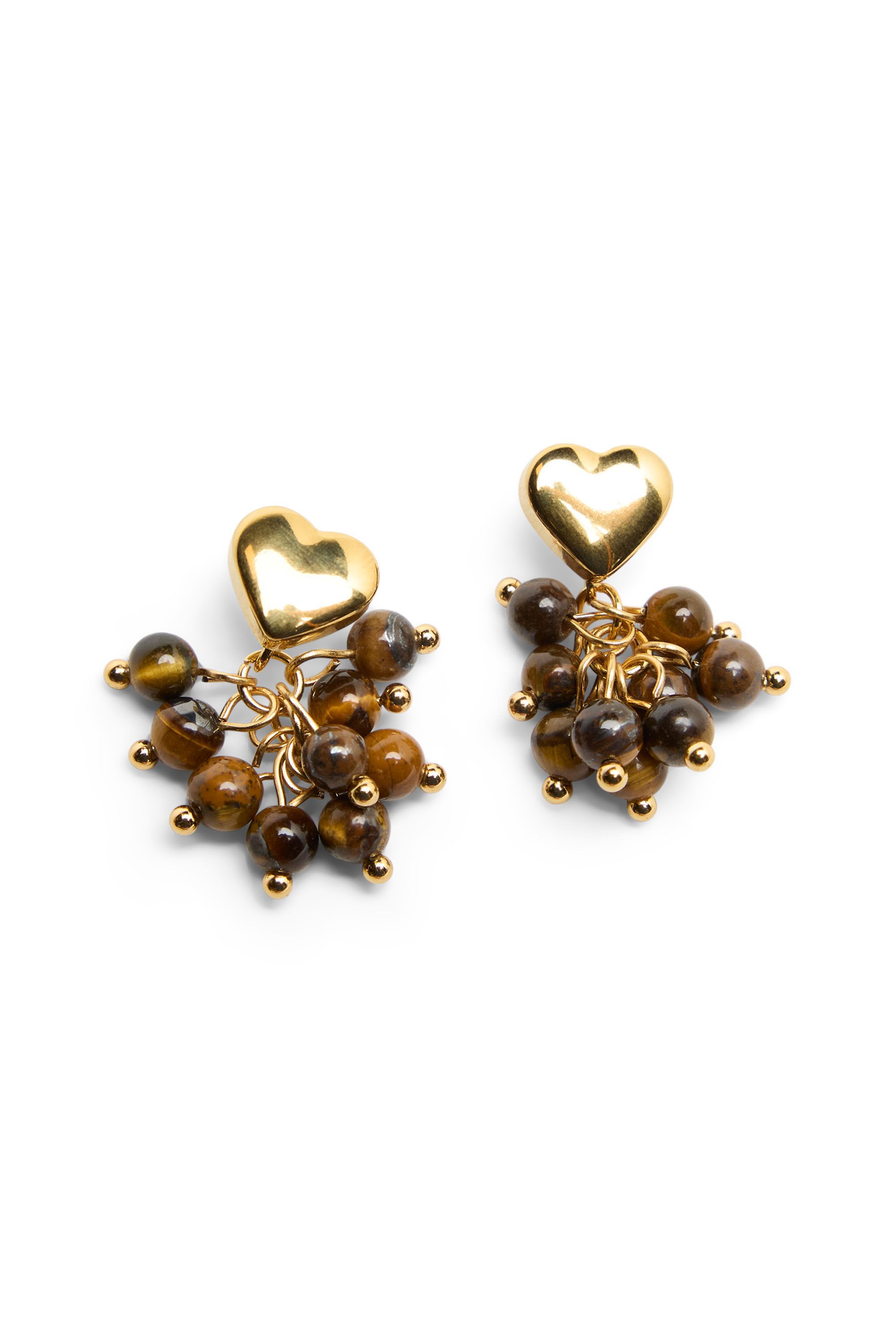 Norah Goudkleurige oorbellen hart en kralen gold multicolor 220309-198