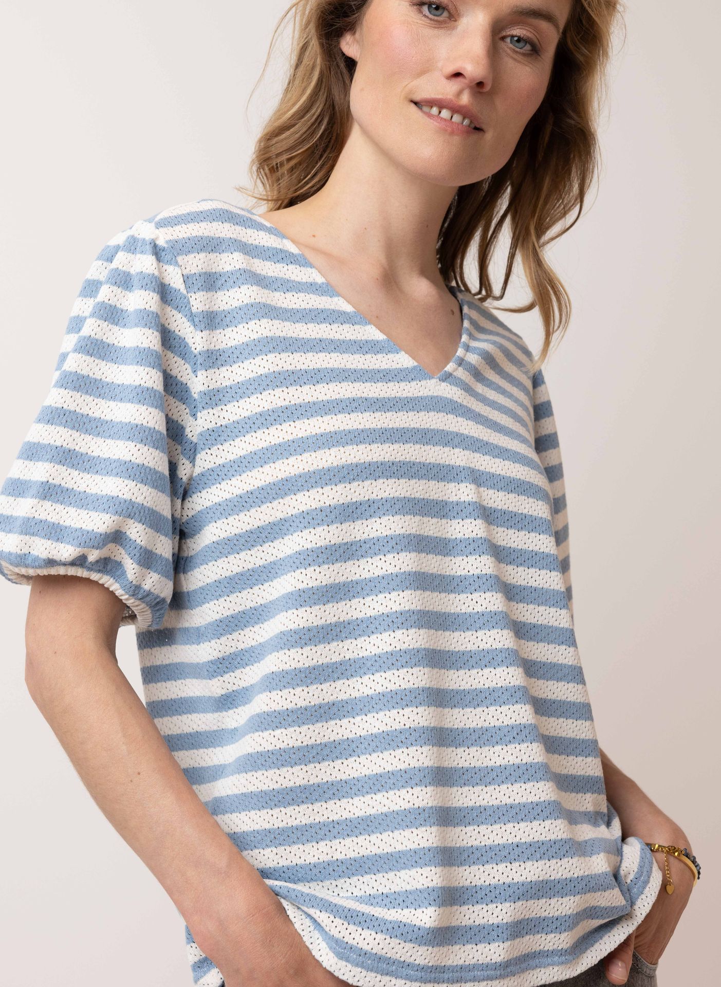 Norah Blauw gestreept shirt blue/white 214806-431