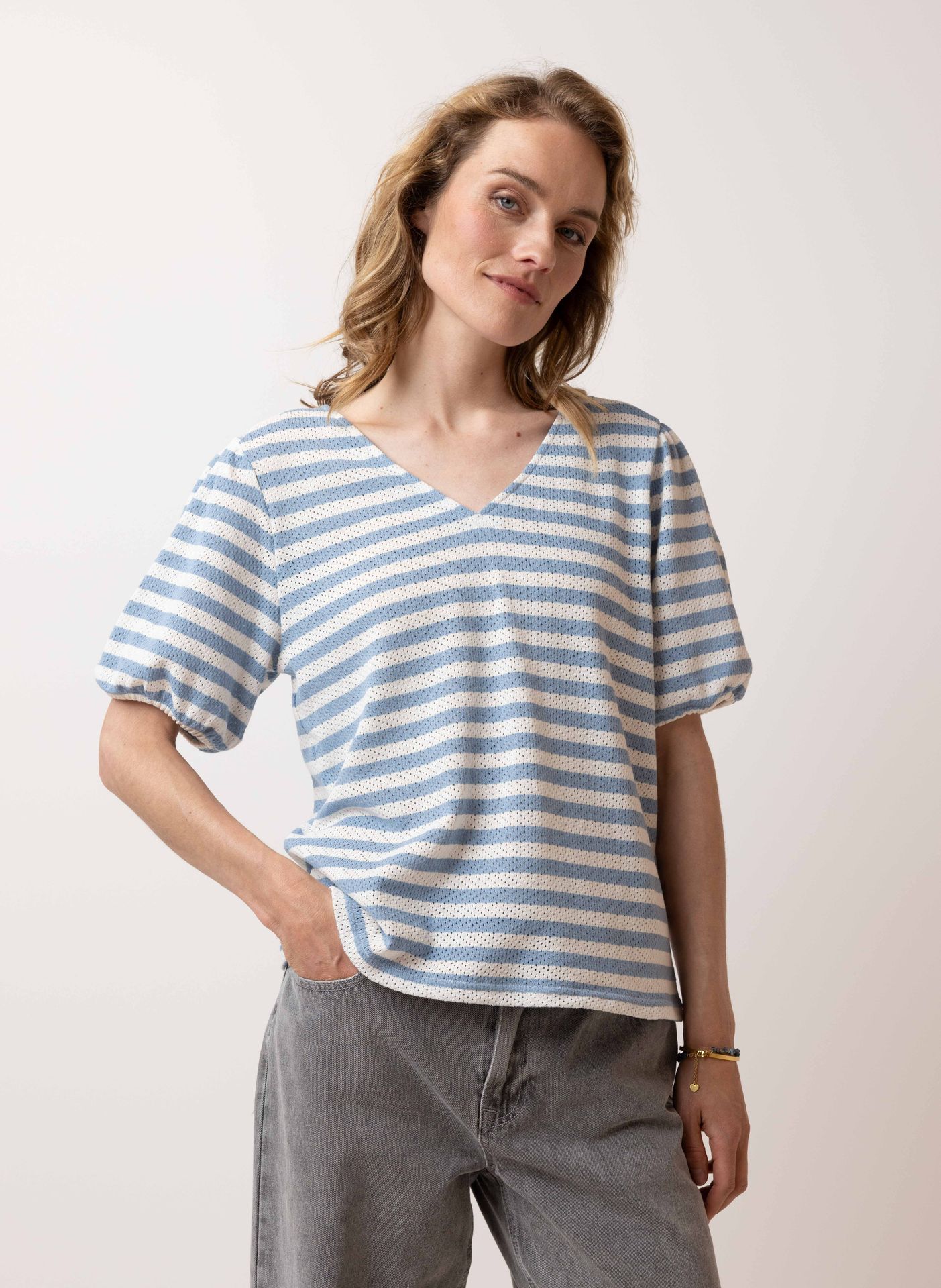 Norah Blauw gestreept shirt blue/white 214806-431