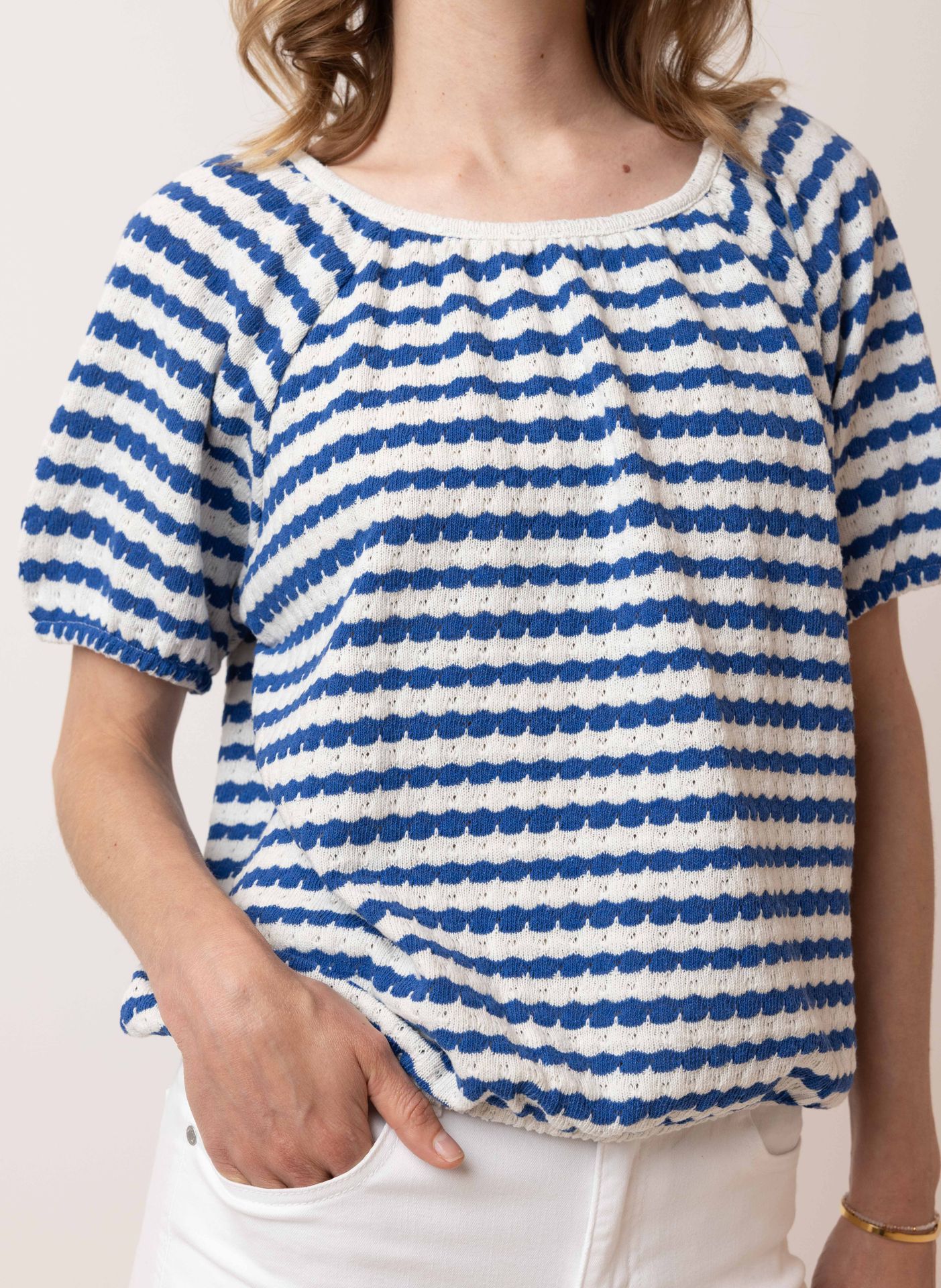 Norah Blauw gestreept shirt blue/white 214817-431