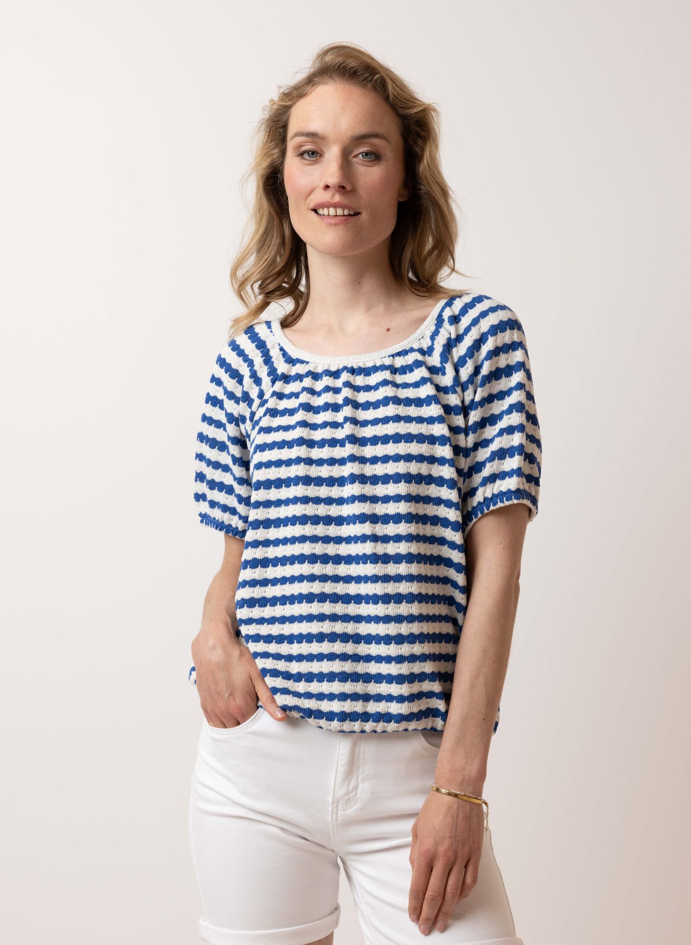 Norah Blauw gestreept shirt blue/white 214817-431