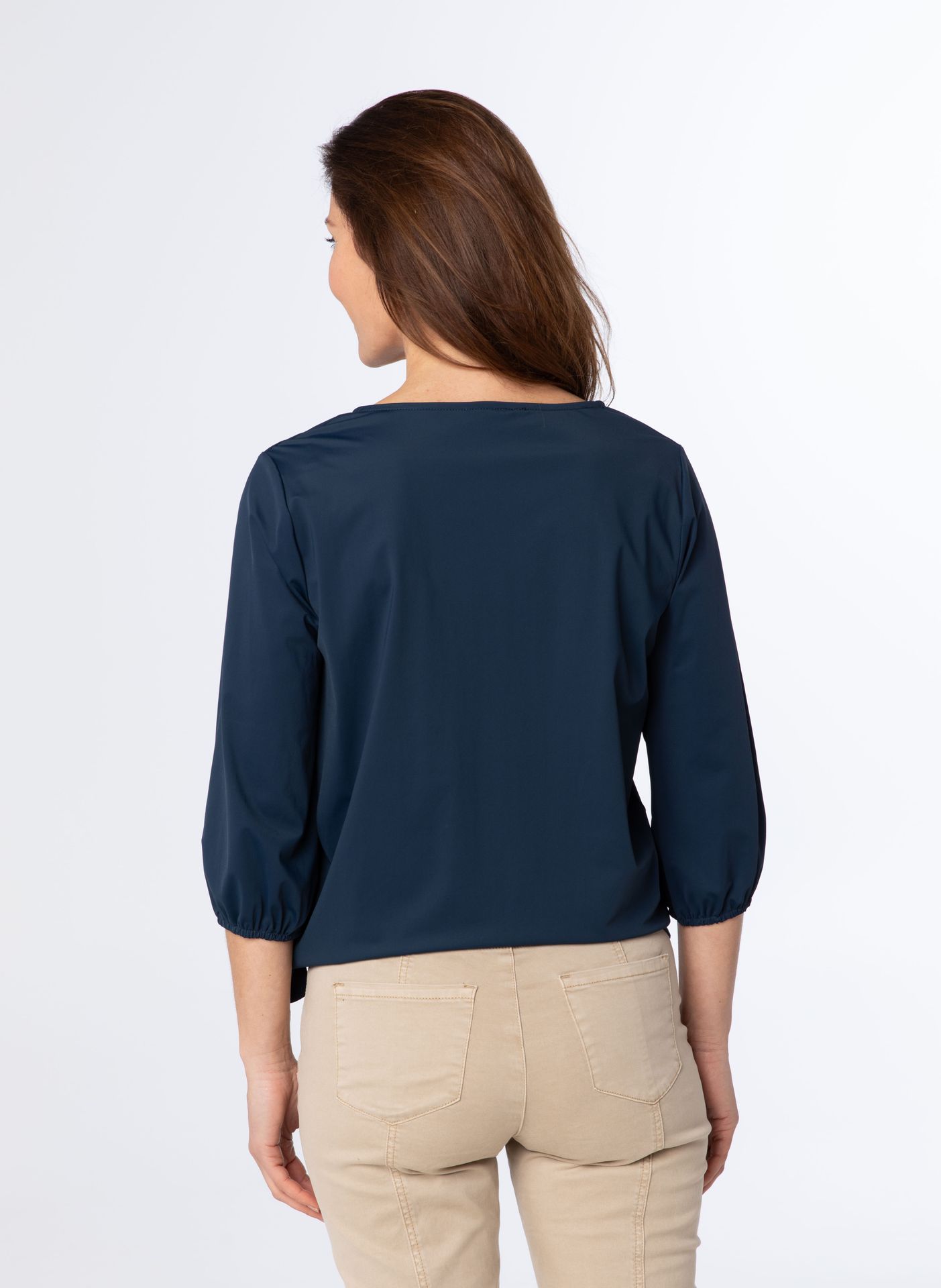 Norah Blauw shirt van travelstof dark blue 213468-499