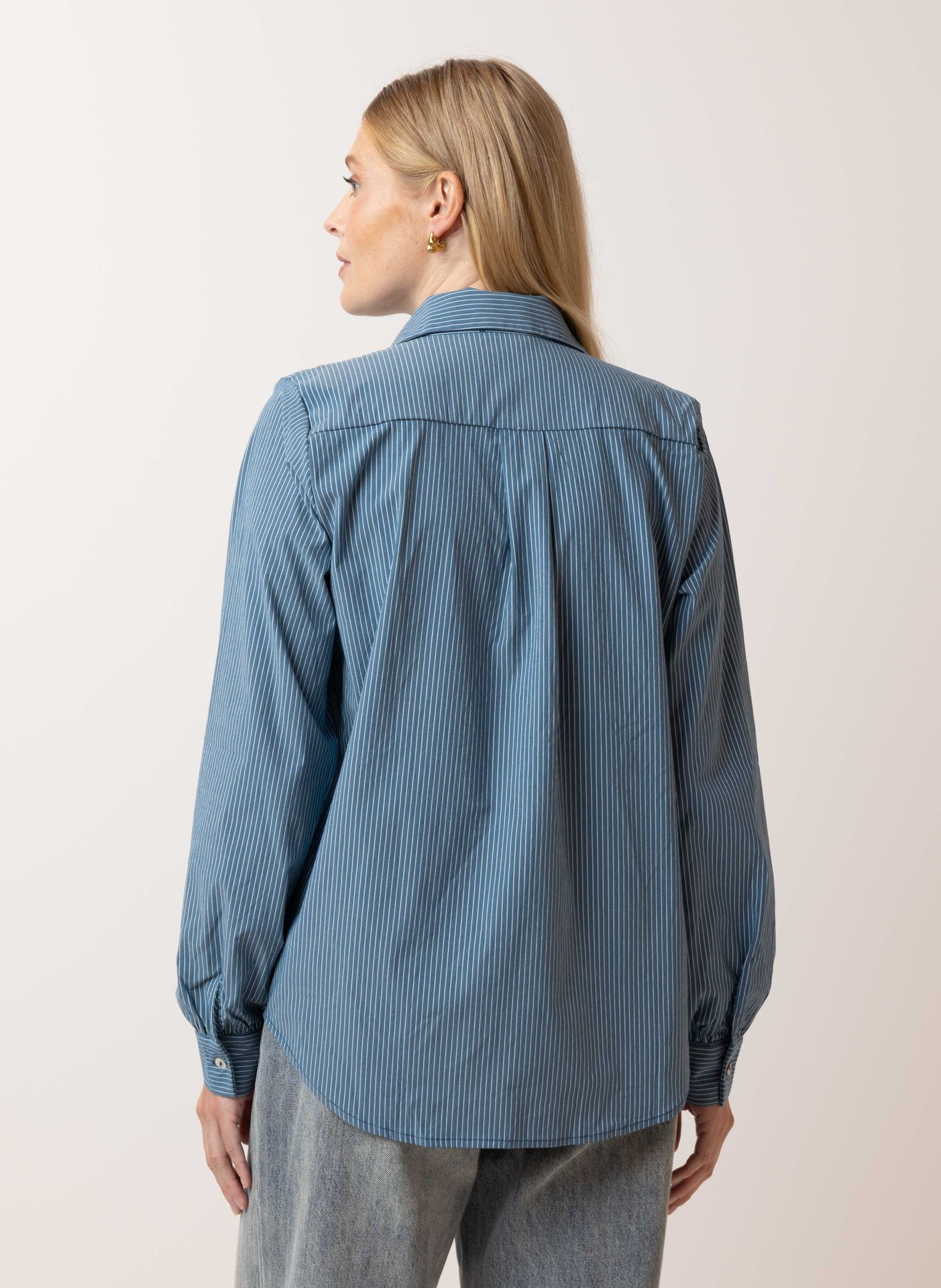 Norah Blauwe blouse gestreept teal 215291-666