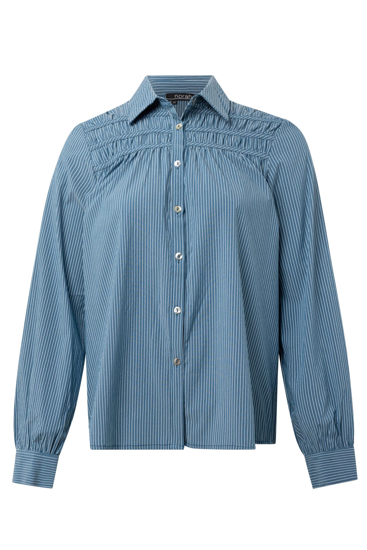 Norah Blauwe blouse gestreept teal 215291-666