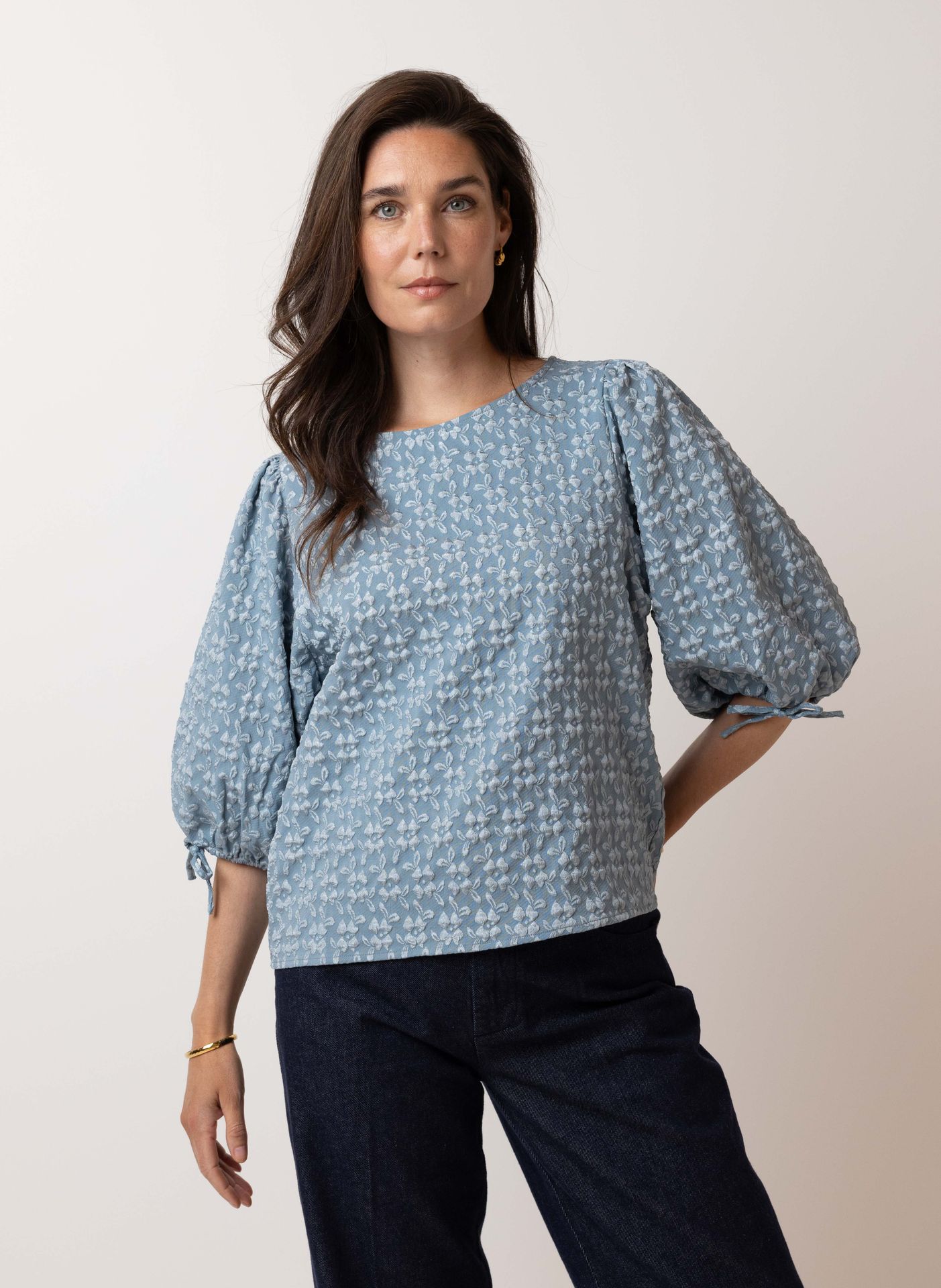 Norah Blauwe blouse petrol blue 214846-495