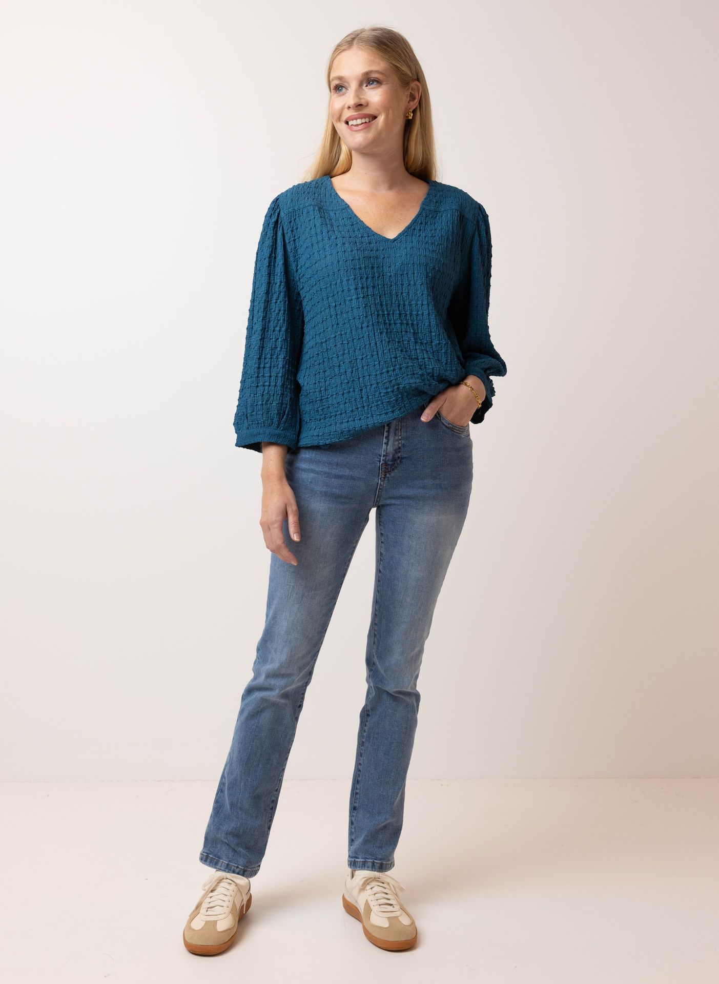 Norah Blauwe blouse teal 215337-666