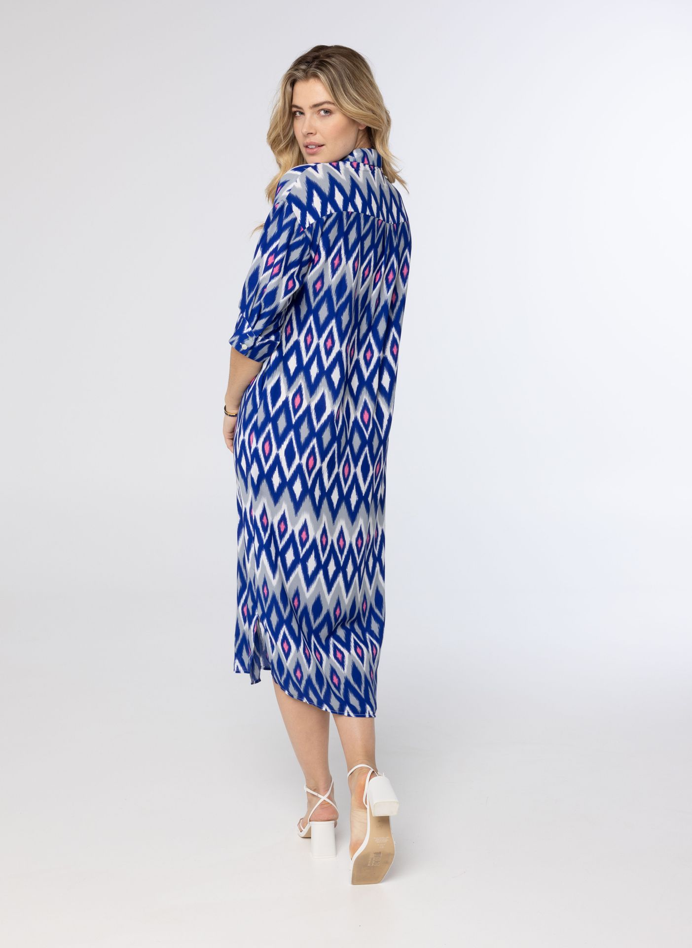 Norah Blauwe maxi blousejurk cobalt multicolor 213052-469