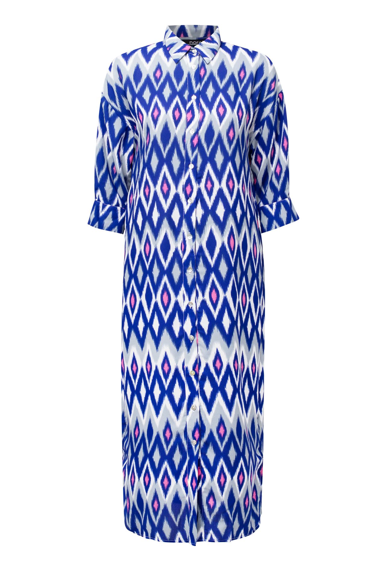 Norah Blauwe maxi blousejurk cobalt multicolor 213052-469