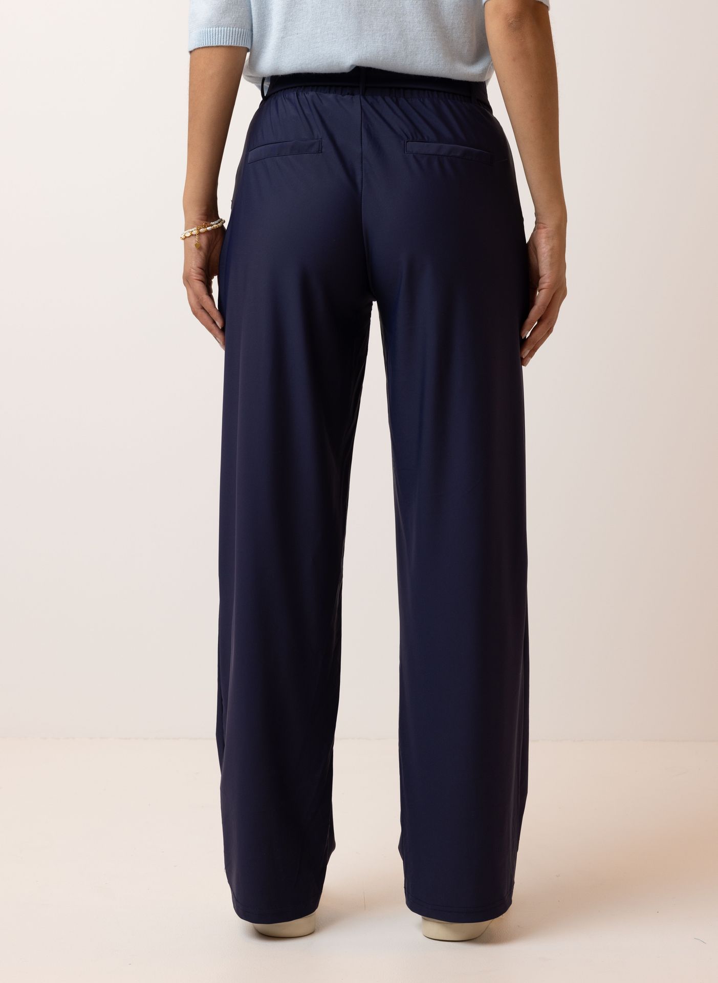 Norah Blauwe pantalon travelstof navy 214476-492