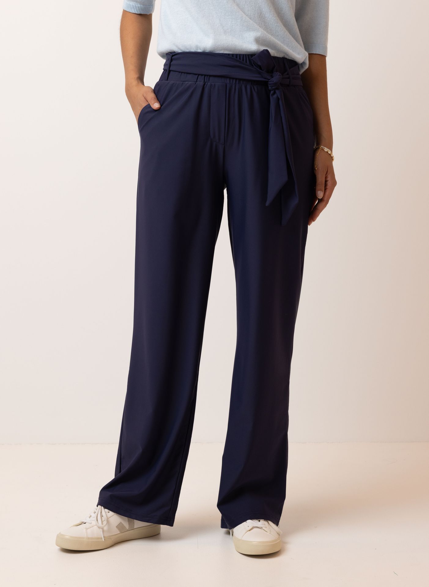 Norah Blauwe pantalon travelstof navy 214476-492