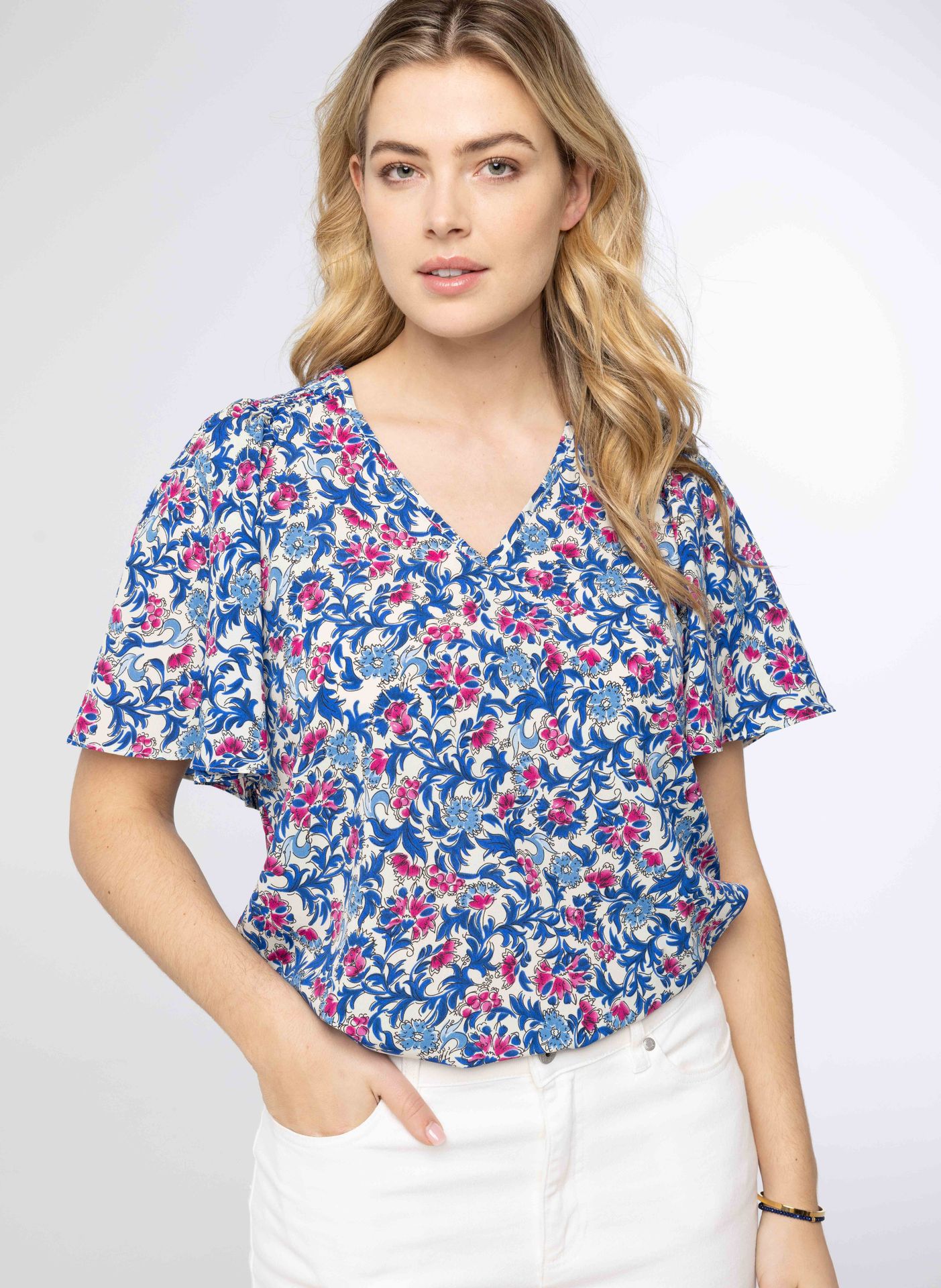 Norah Blauw/roze blouse blue/pink 213807-439