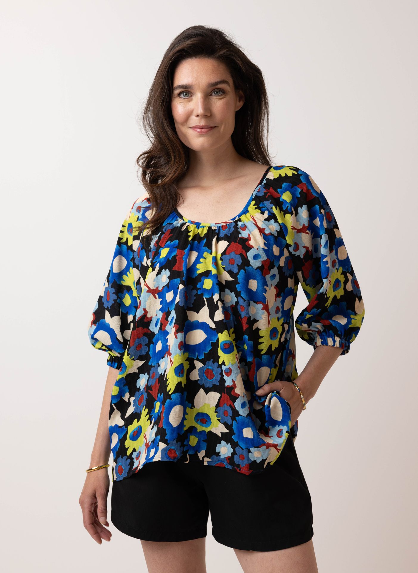 Norah Bloemen blouse black multicolor 214460-020