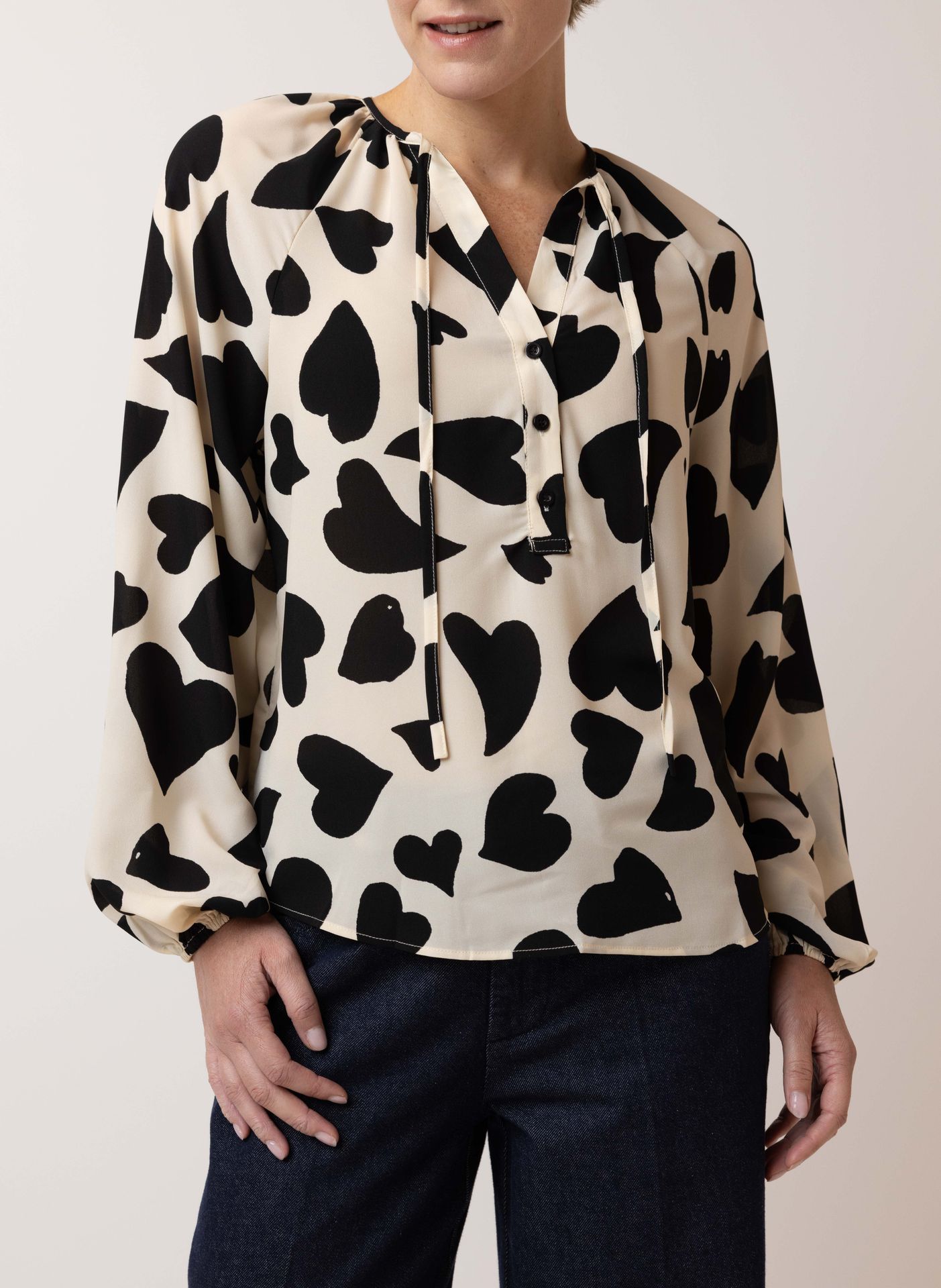 Norah Blouse met hartjes ecru/black 214189-170