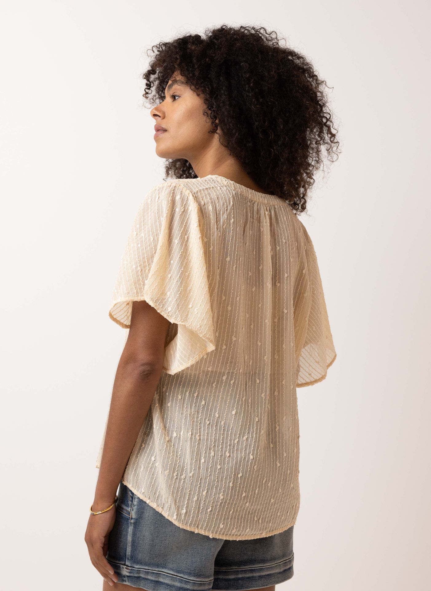 Norah Blouse met pailletten sand 214744-110