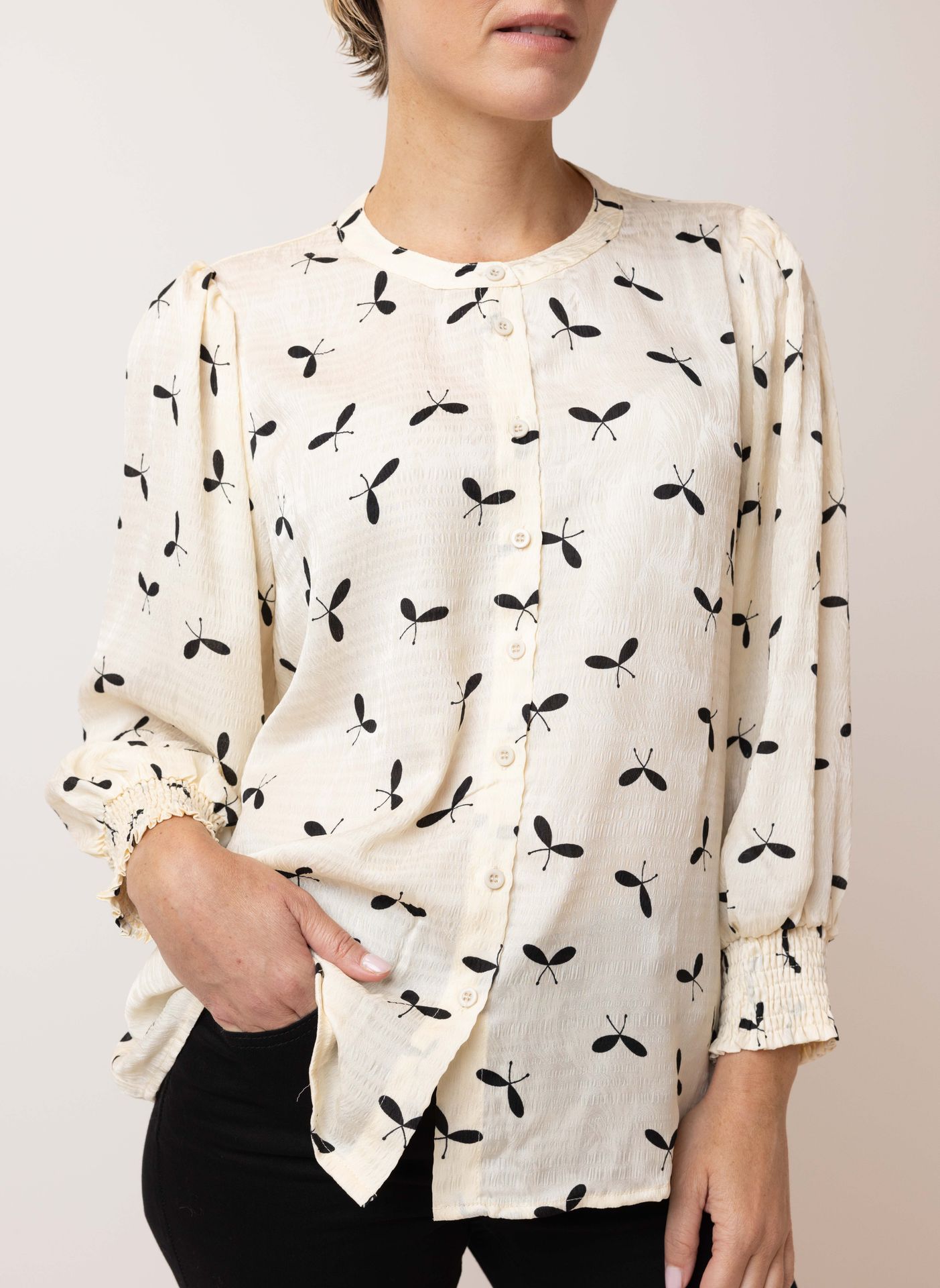 Norah Blouse met print white/black 215004-131