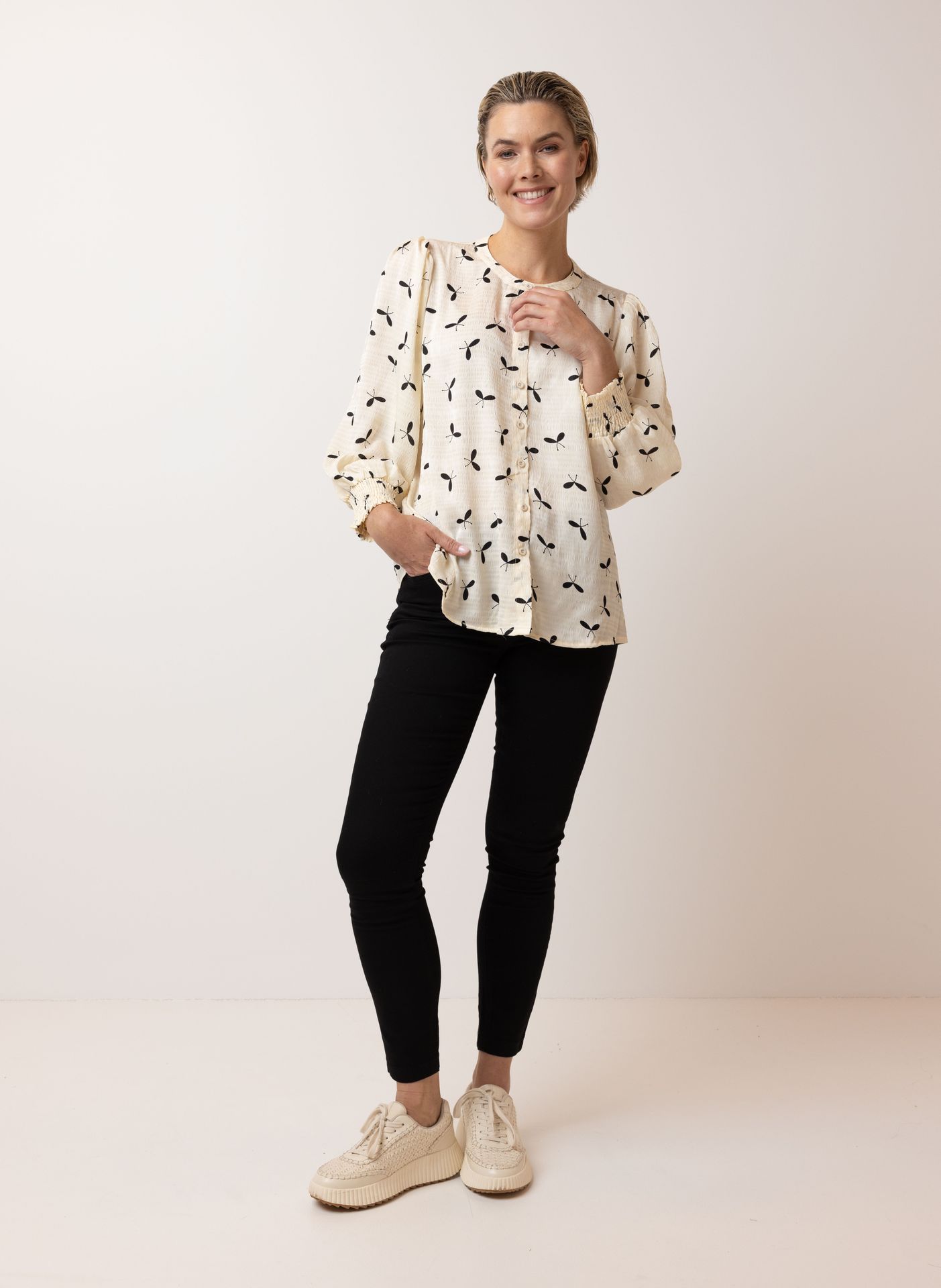 Norah Blouse met print white/black 215004-131