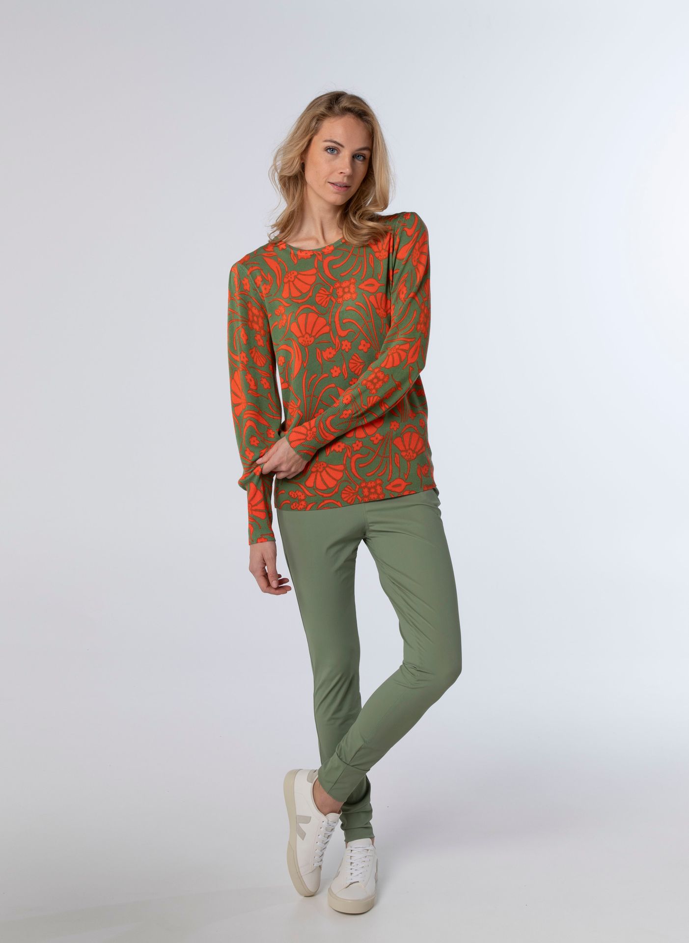 Norah Broek travelstof groen green/grey 211053-540