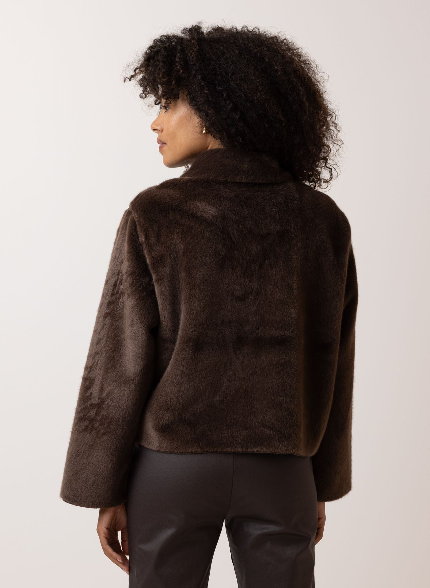 Norah Bruin faux fur jasje brown 214584-200