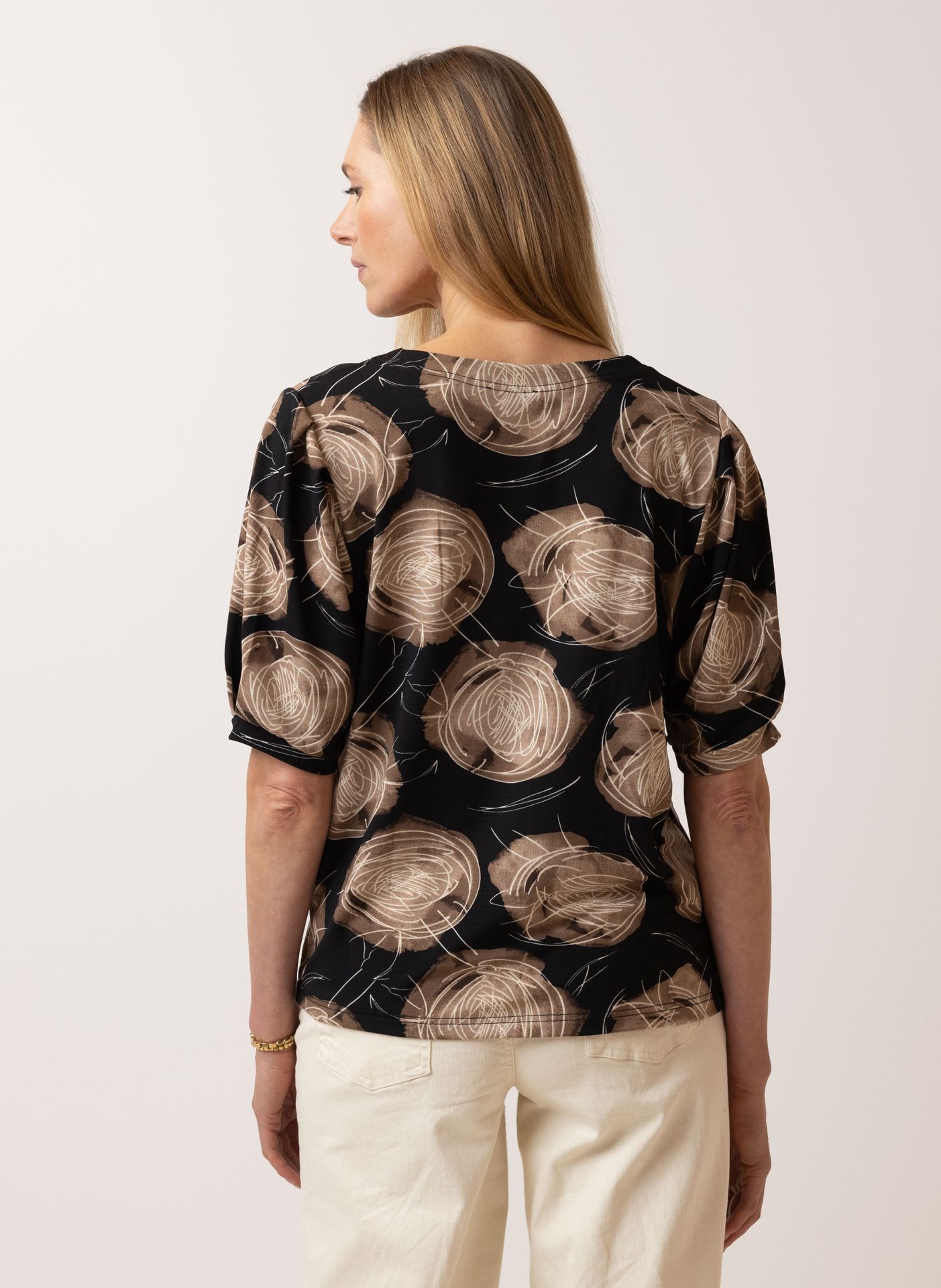 Norah Bruin shirt black/sand 215217-030