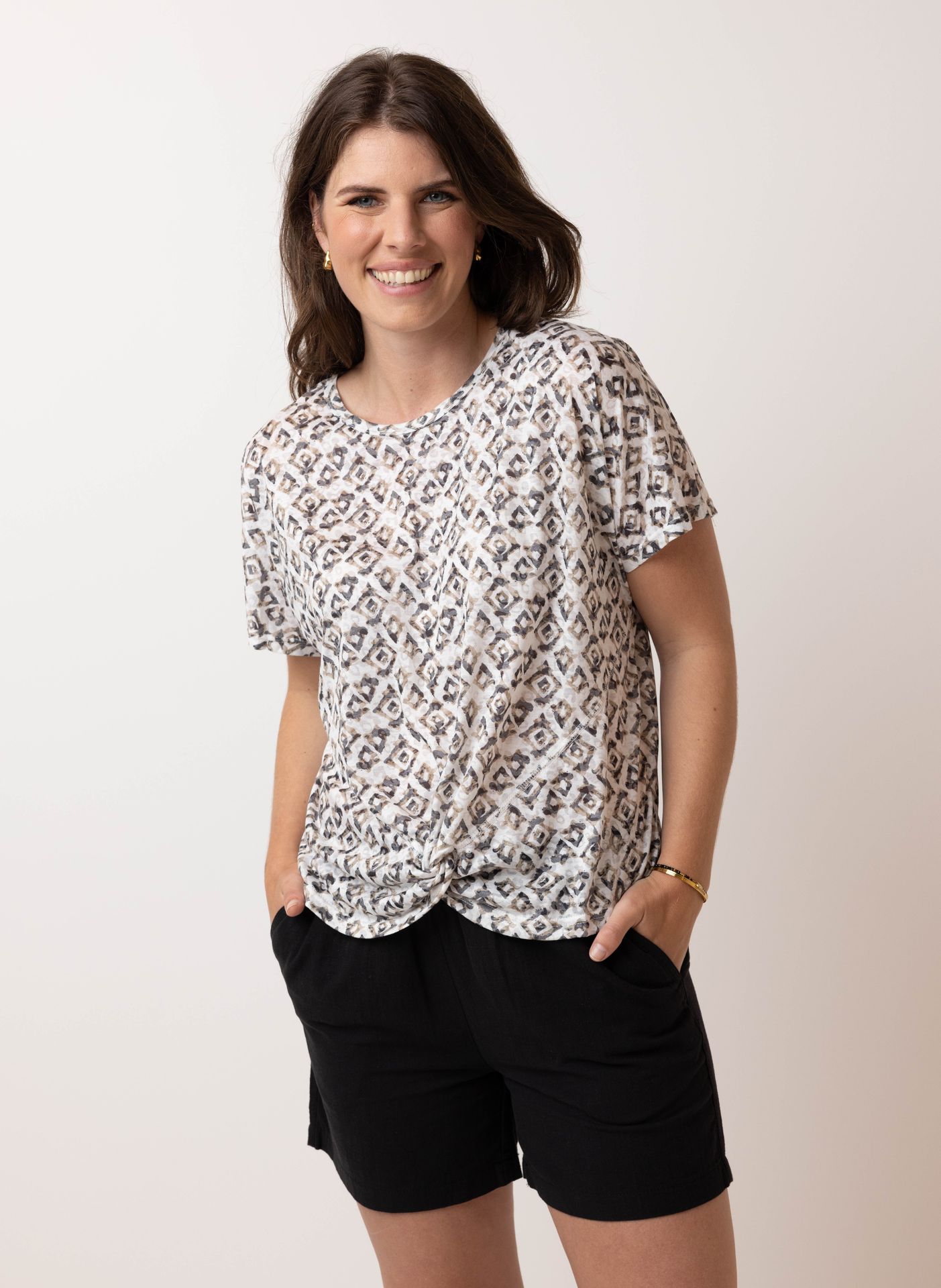 Norah Bruin shirt brown/white 214056-231