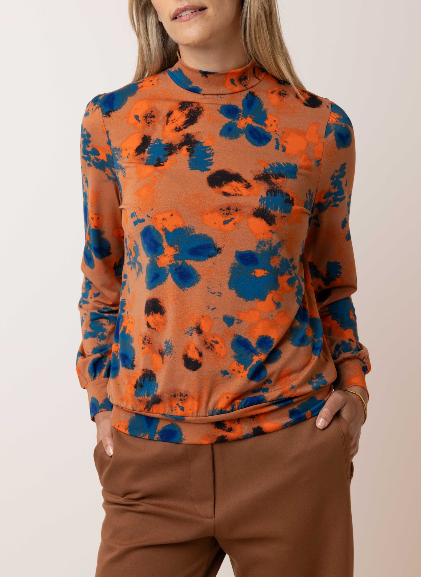 Norah Bruin shirt cognac multicolor 215363-281