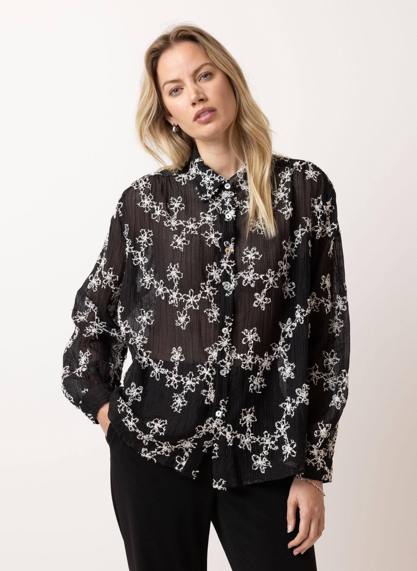 Norah Zwarte blouse black/white 215845-031