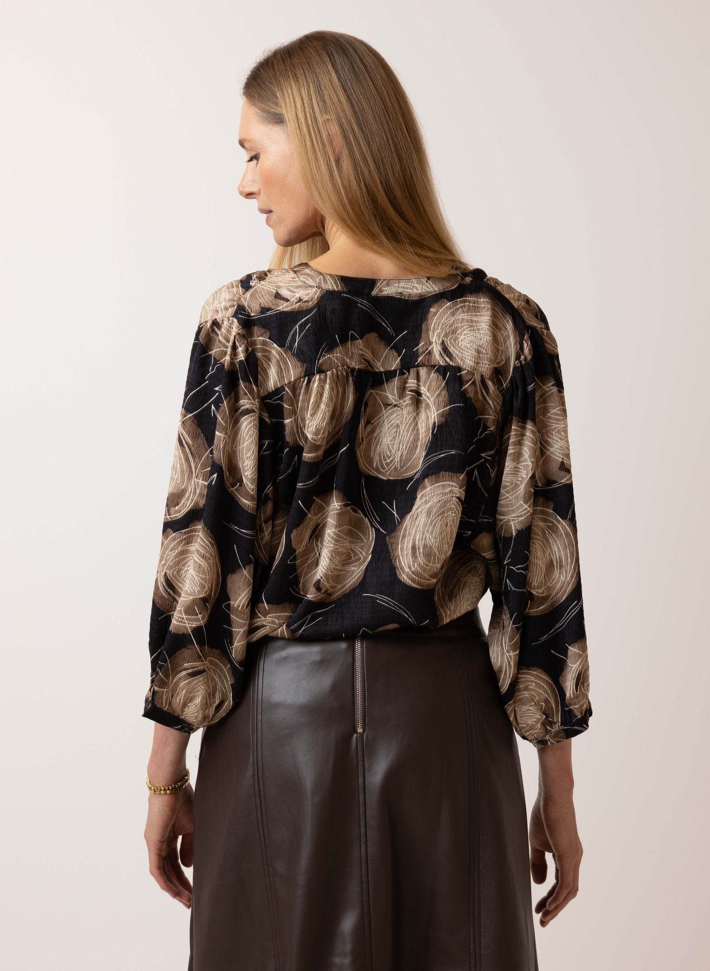 Norah Bruine blouse black/sand 215218-030