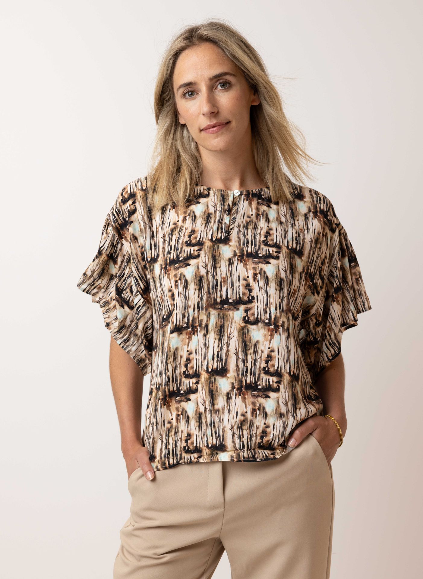 Norah Bruine blouse brown multicolor 215026-220