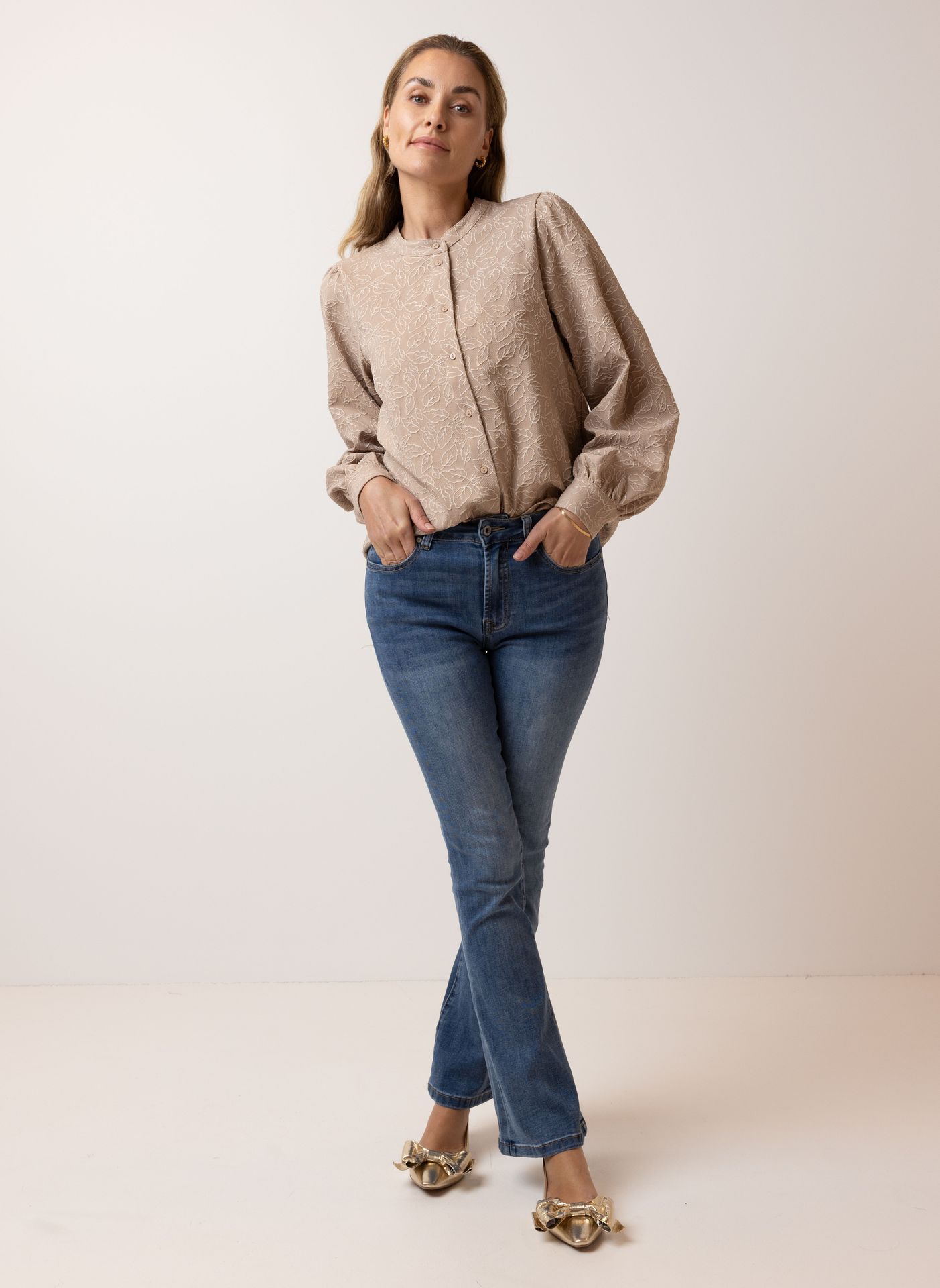 Norah Bruine blouse sand 215728-110