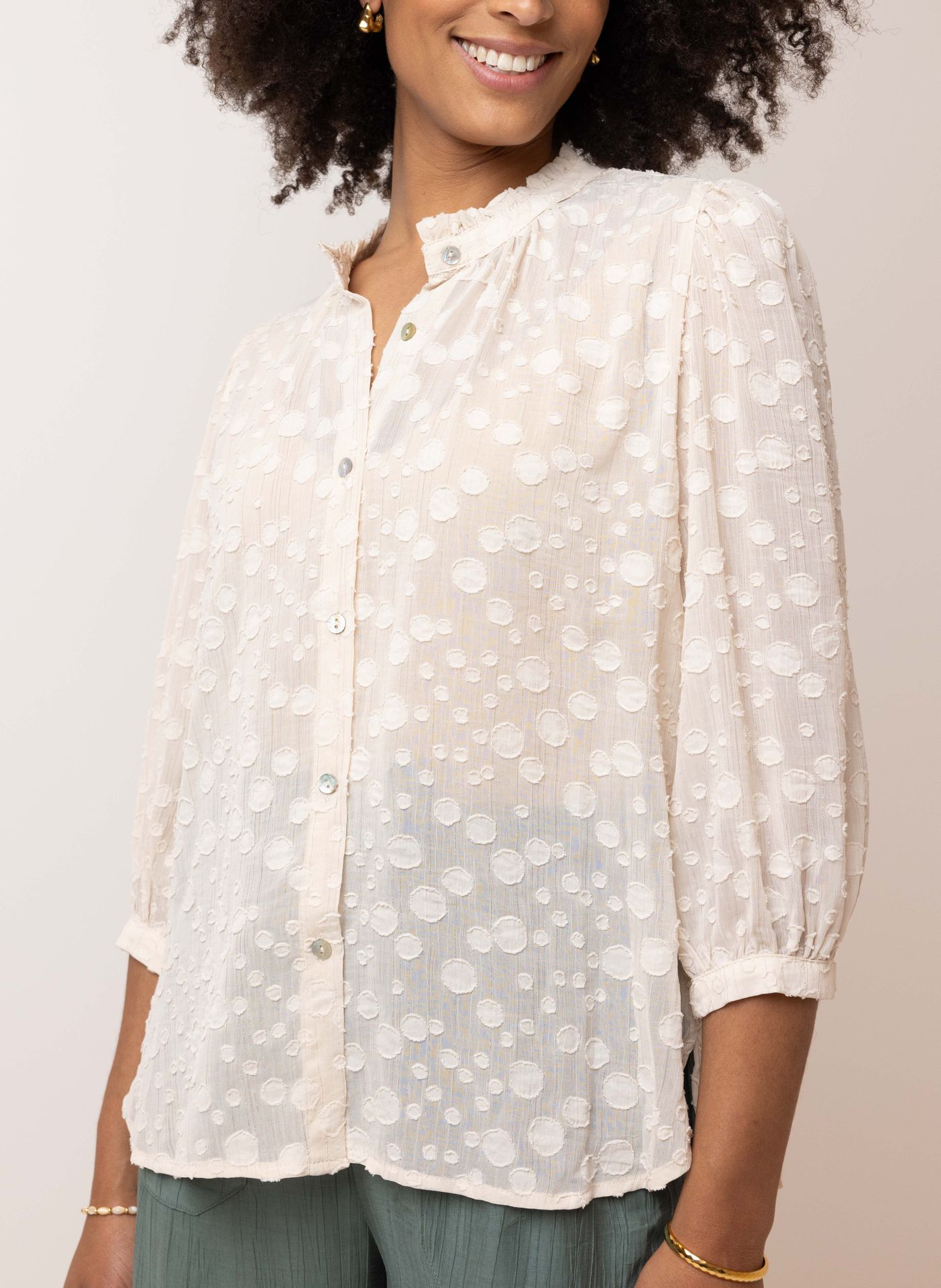 Norah Champagnekleurige blouse champagne 214643-103