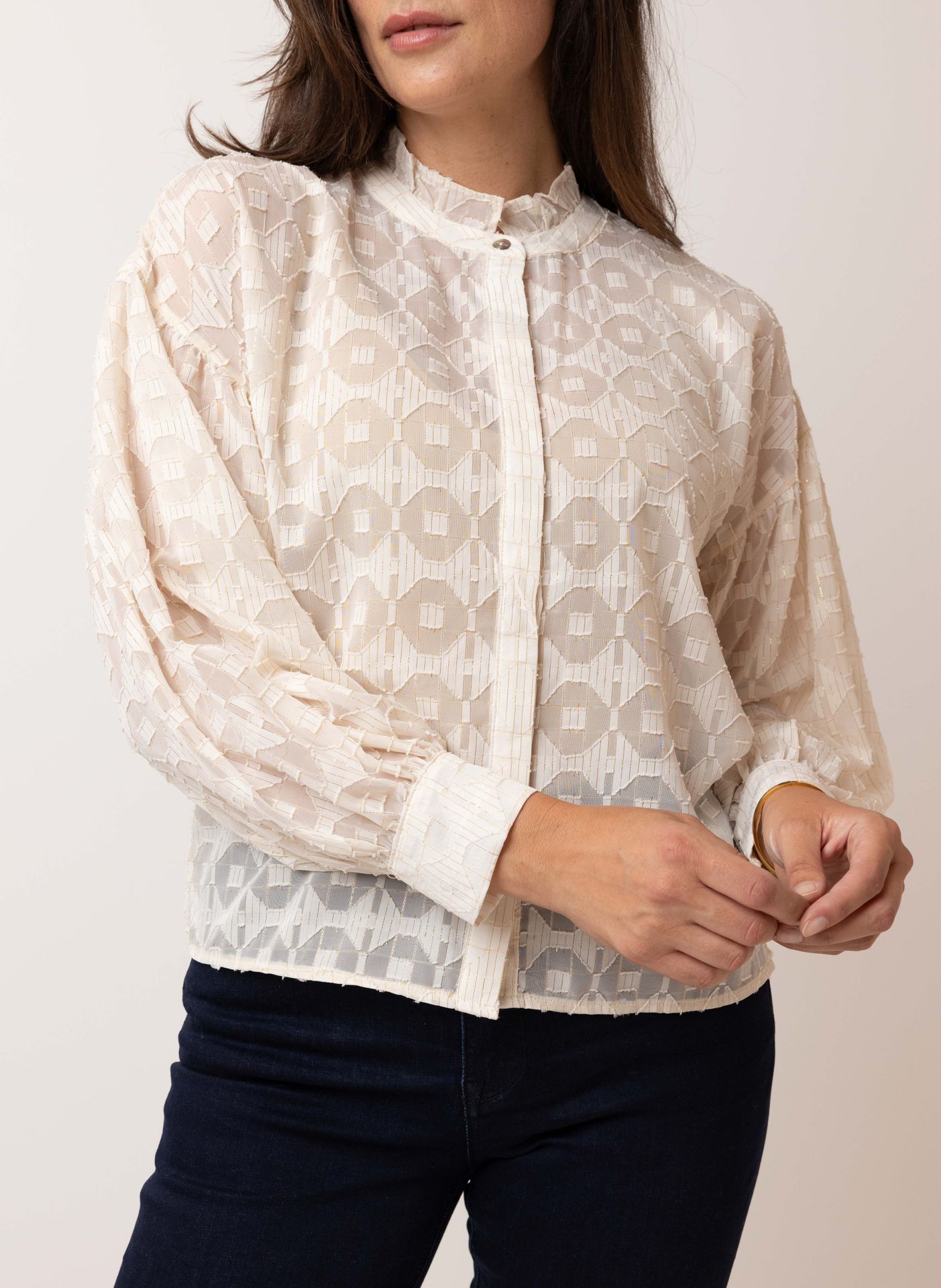 Norah Champagnekleurige blouse champagne 215023-103