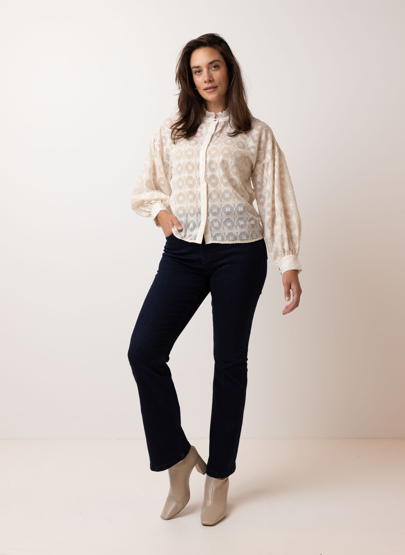 Norah Champagnekleurige blouse champagne 215023-103