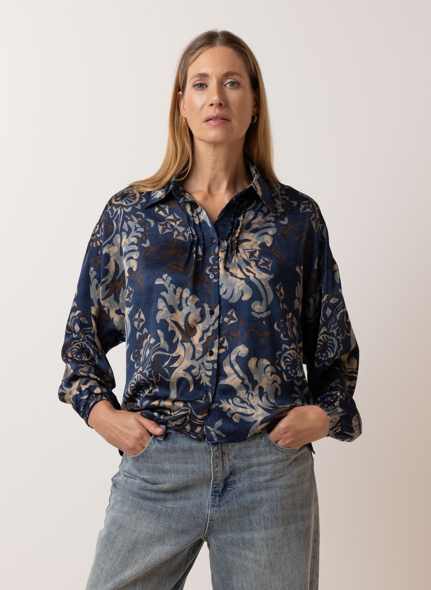 Norah Donkerblauwe blouse blue/brown 215597-432