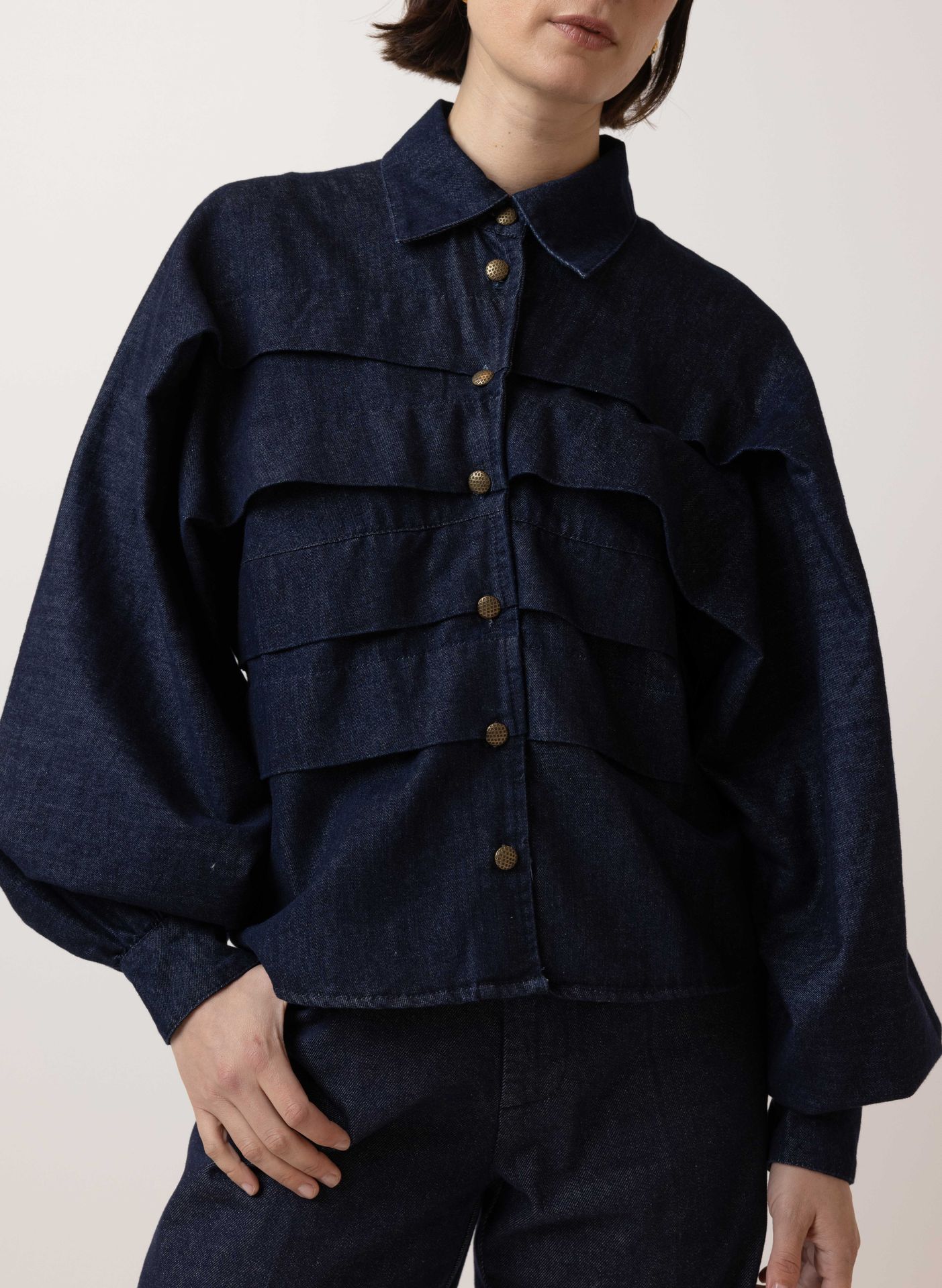 Norah Donkerblauwe denim blouse dark blue 215468-499