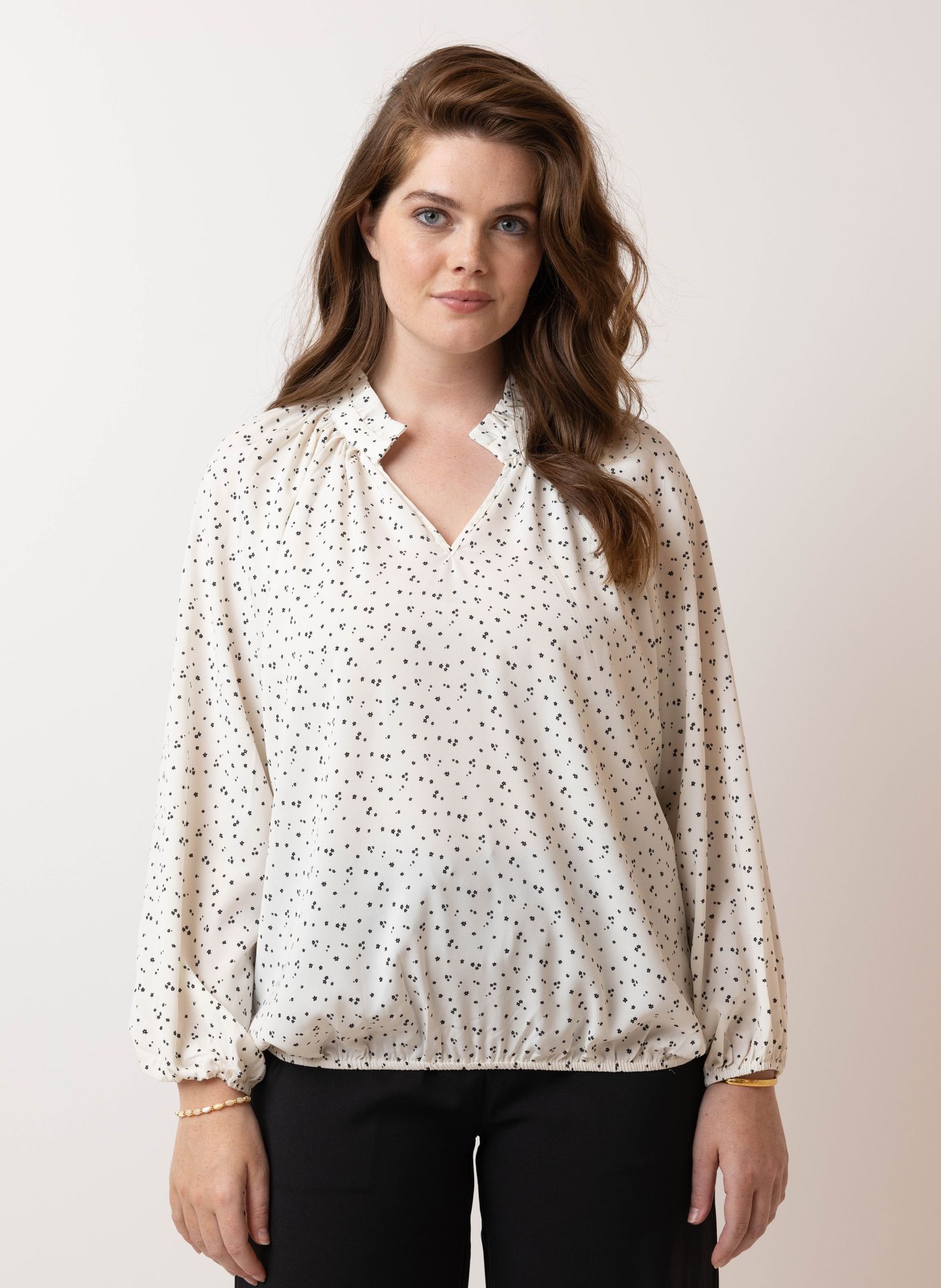 Norah Ecru blouse ecru/black 214220-170