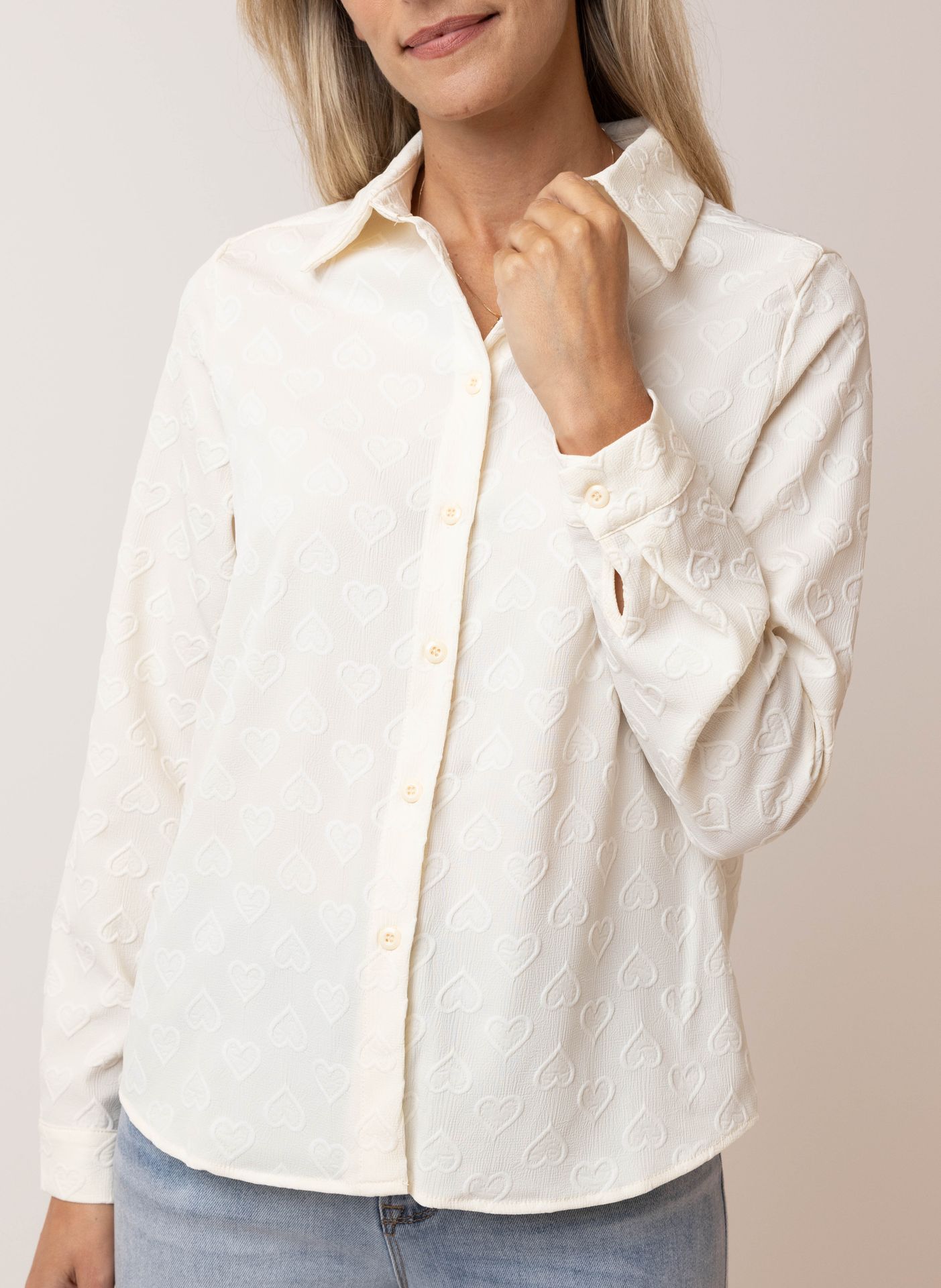 Norah Ecru blouse met hartjes ecru 215683-102