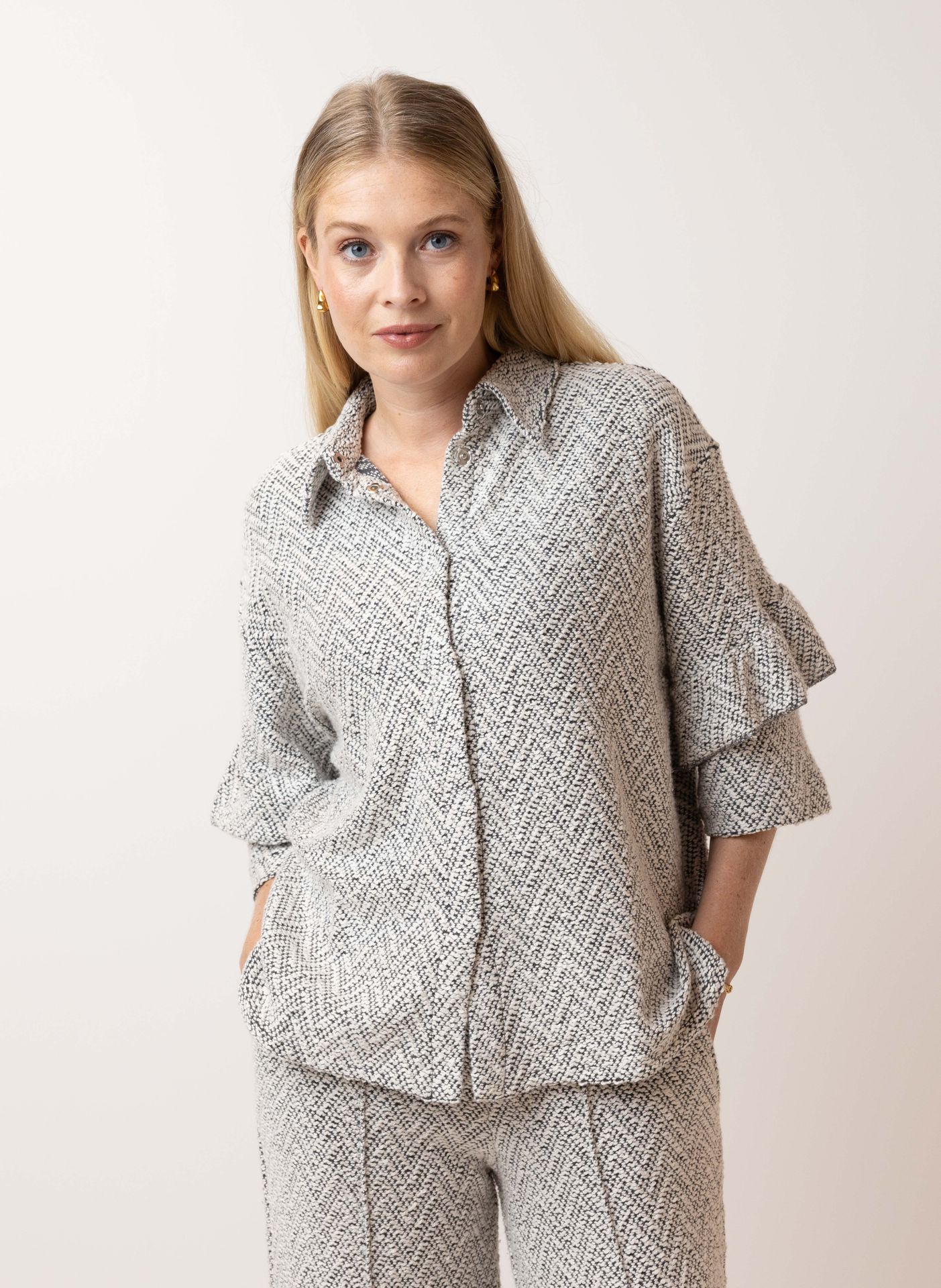 Norah Ecru/grijze blouse ecru/grey 215229-180