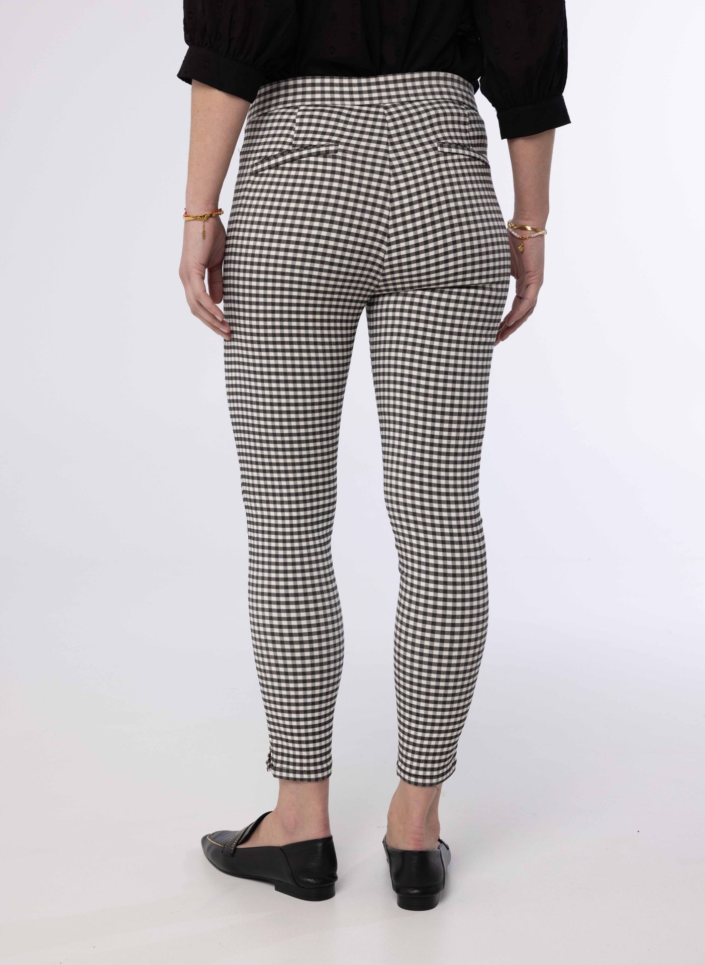 Norah Geruite broek black/white 210852-031