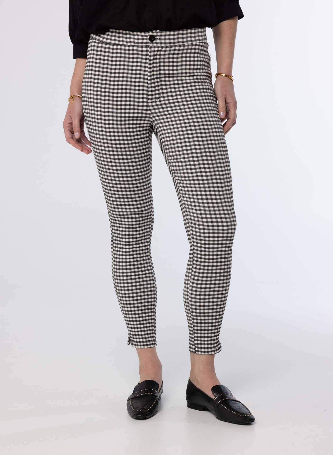 Norah Geruite broek black/white 210852-031