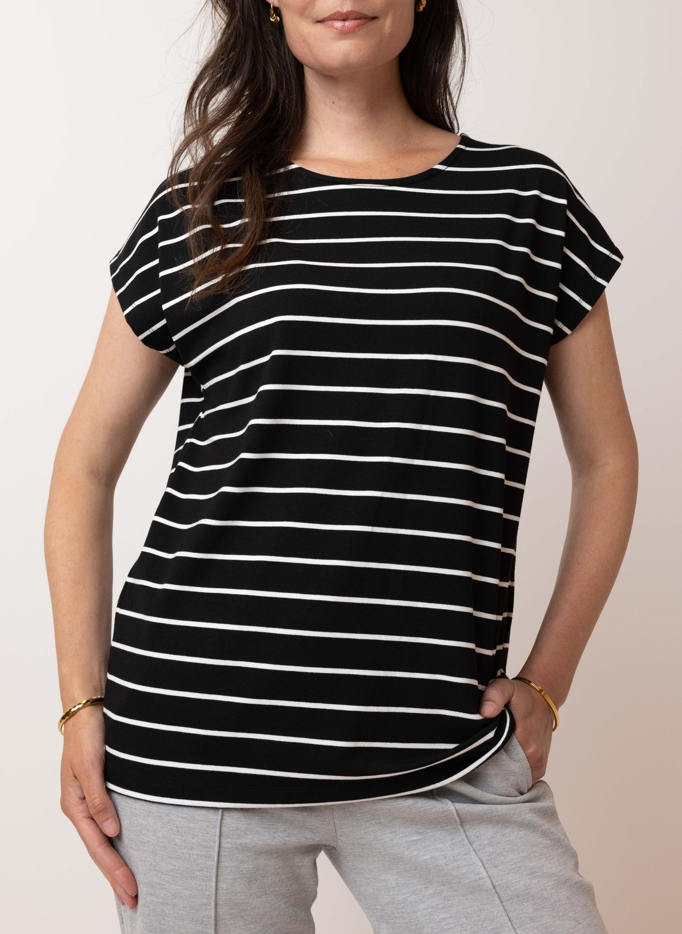 Norah Gestreept shirt black/white 213384-031