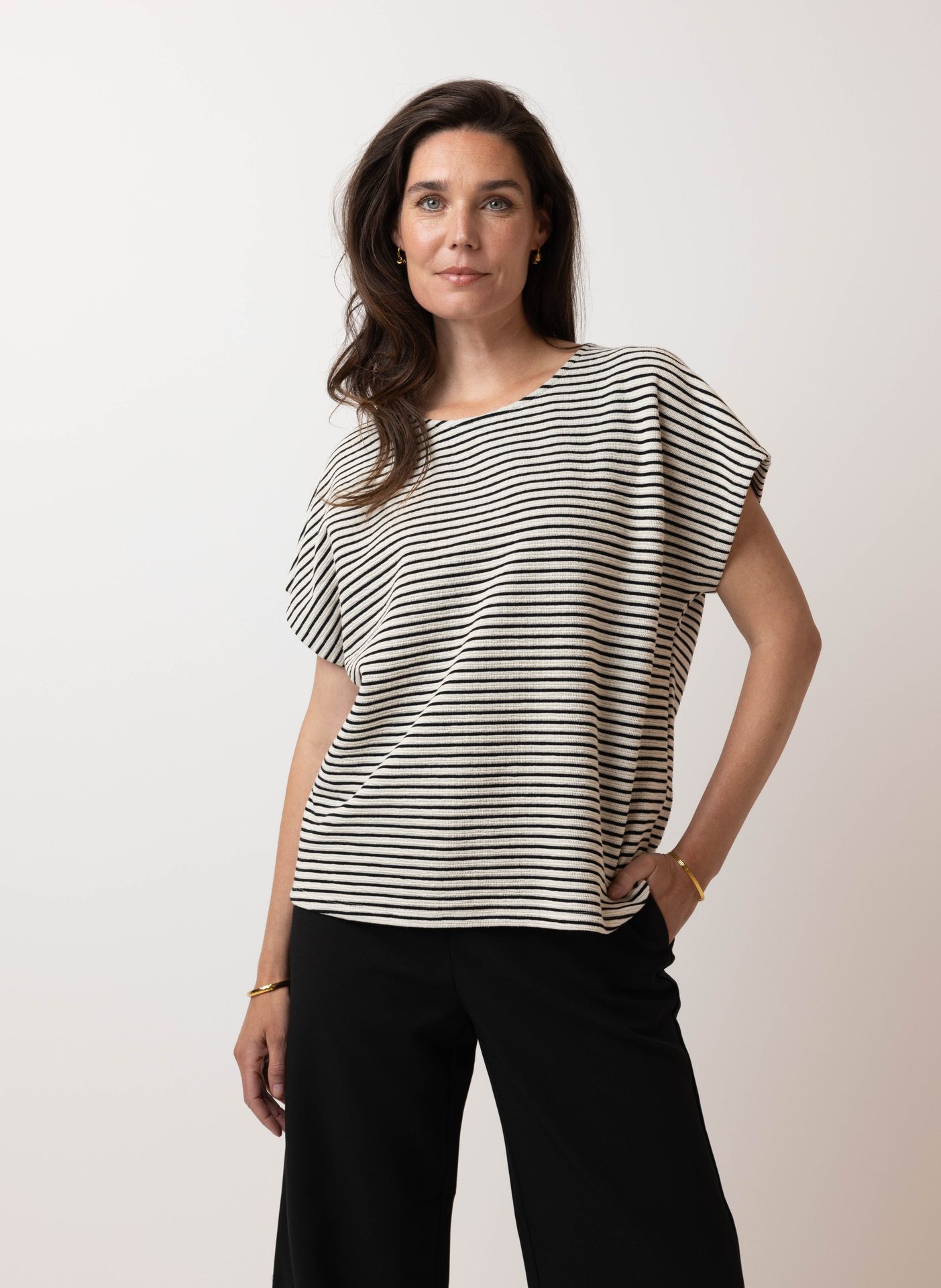 Norah Gestreept shirt ecru/black 214861-170