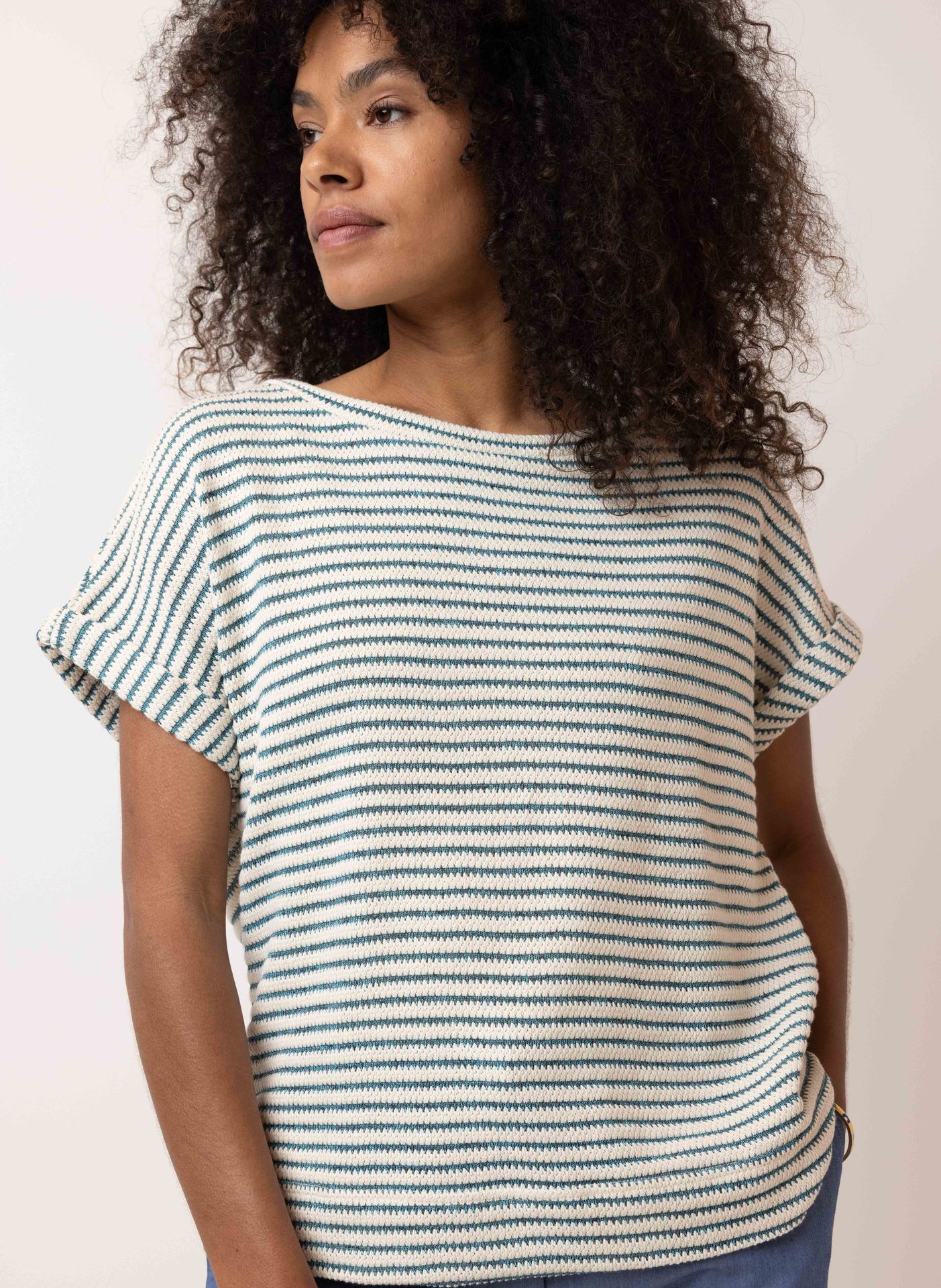 Norah Gestreept shirt ecru/blue 214720-174